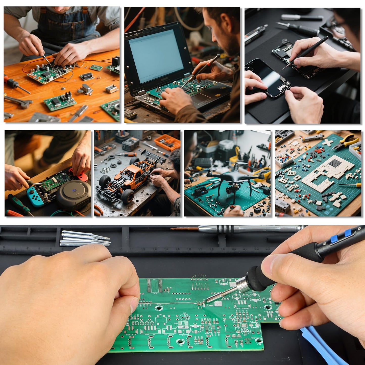 WEP M160 Silicone Soldering Mat 13.7x9.9 inches Heat-resistant with 5 Function Zones, Soldering Mat for, electronics repair, DIY Projects