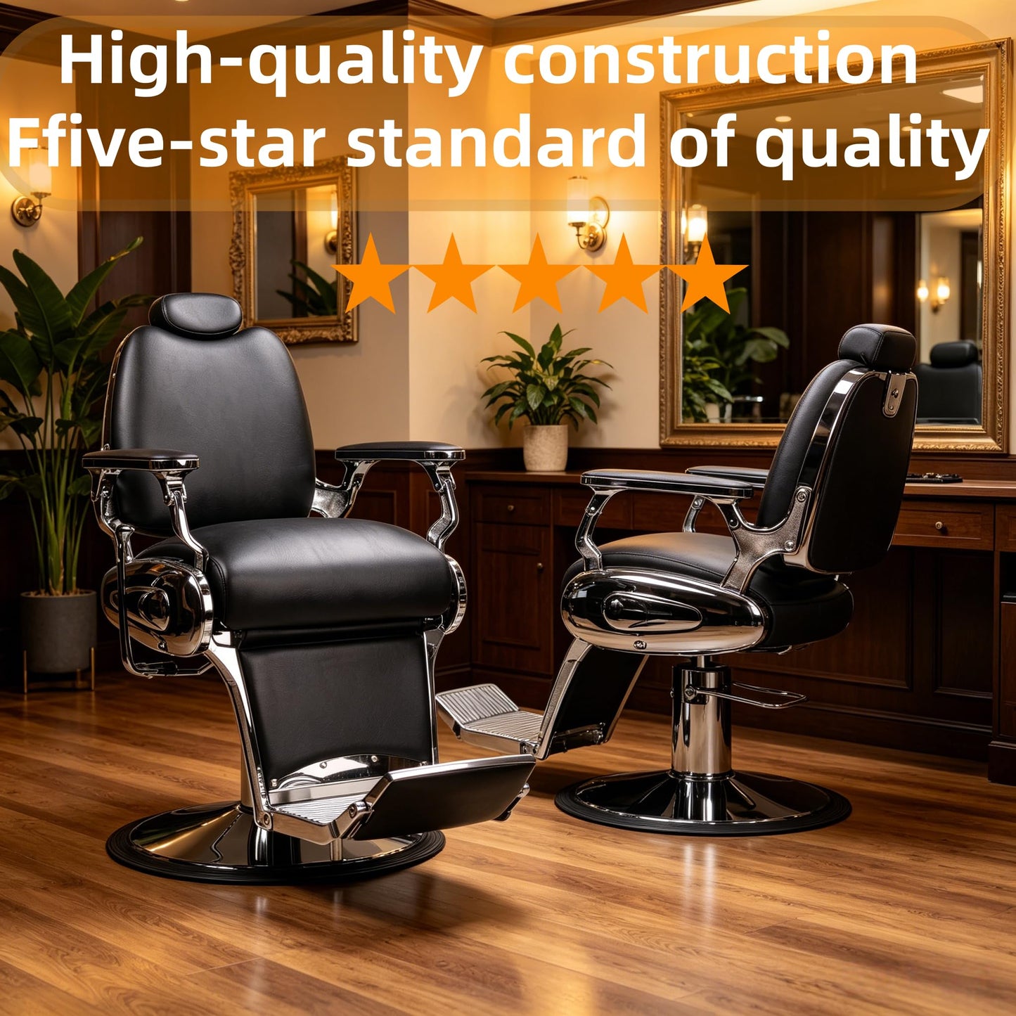 Coczeb Barber Chair Heavy Duty (700LB Capacity), Reclining Hydraulic Salon Stylist Chair for Hairstylist Tattoo Spa Massage(Black-Silver,with Adjustable Headrest & Footrest)