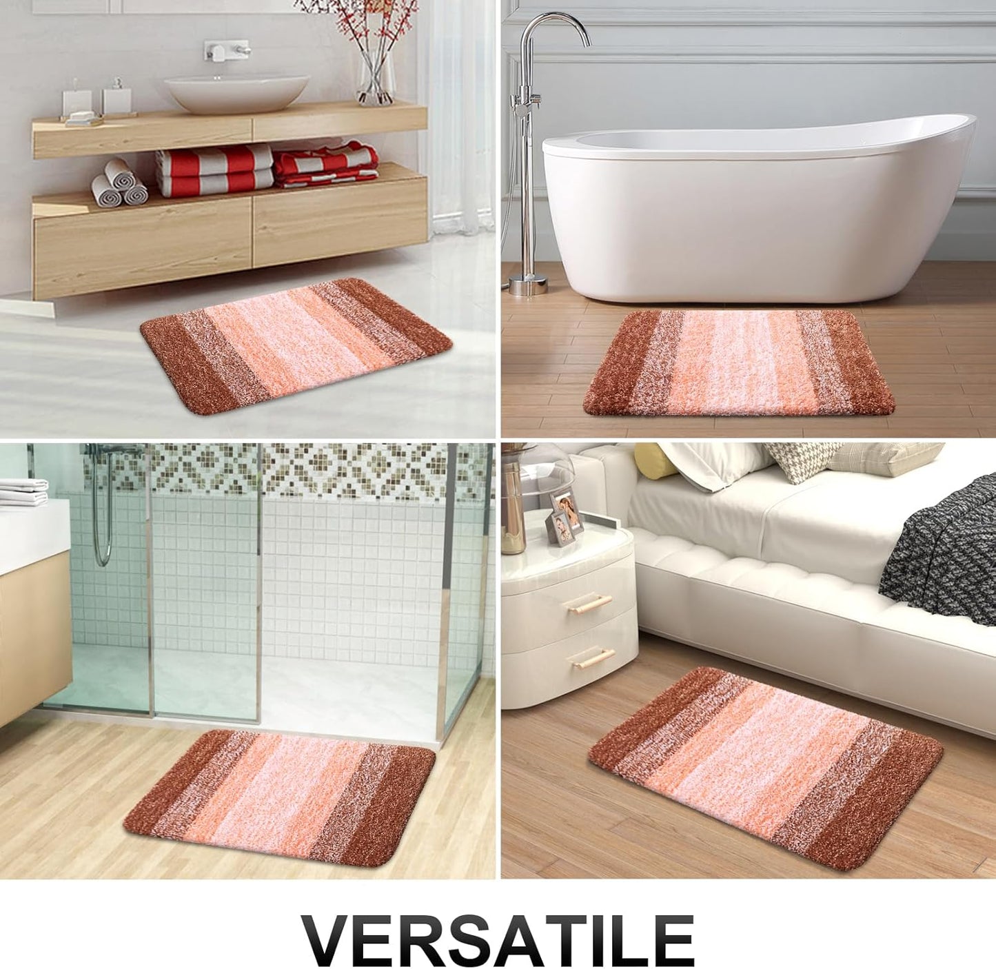 OLANLY Bathroom Runner Rug - Extra Soft Microfiber Mat | Quick Dry & Washable 47x20, Orange