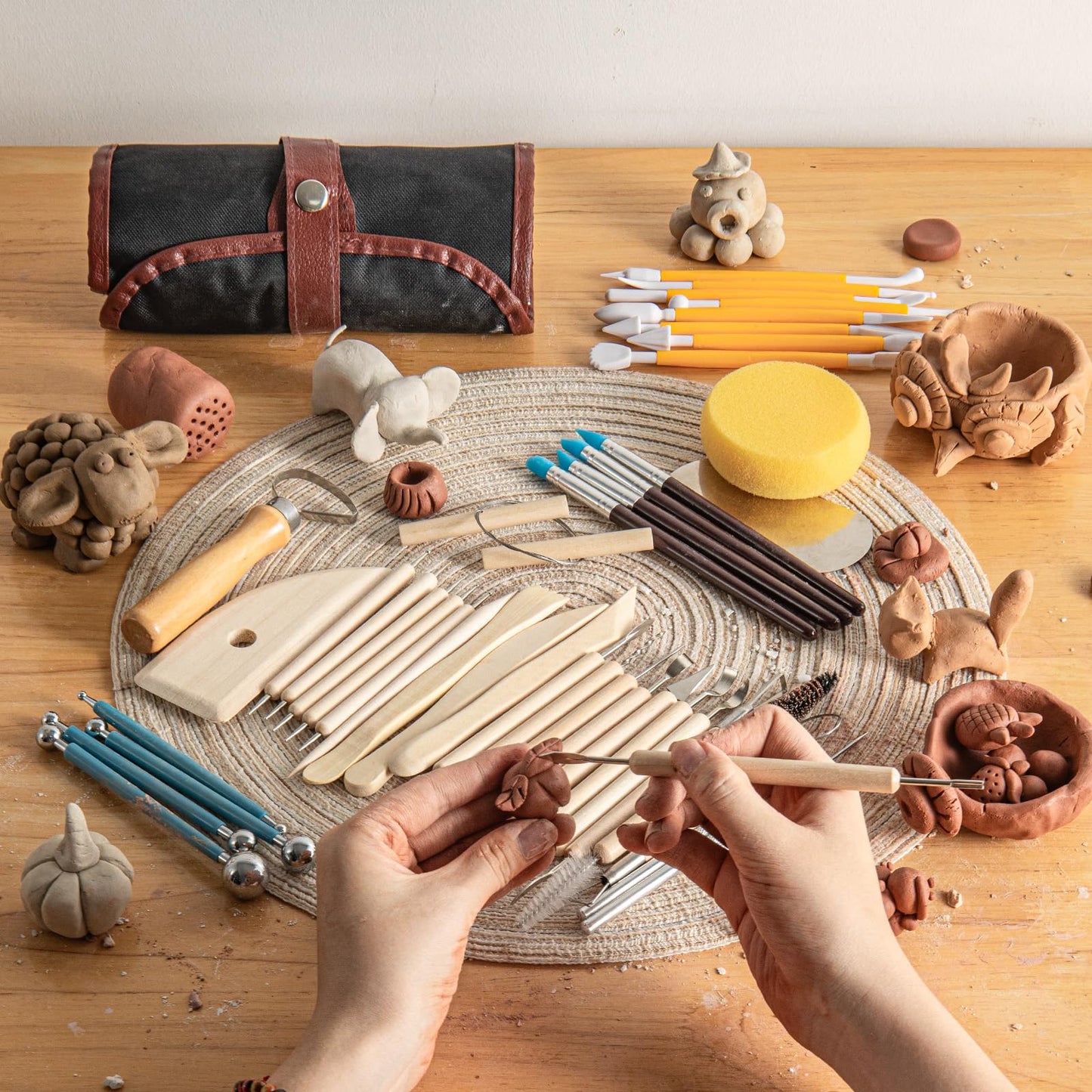 UUSYCUN 48PCS Pottery Tools for Sculpting, Clay Tool Kit for Carving, Modeling Ceramics, Pottery Kiln, Polymer Clay Tools for Trimming, Beginners, Pros, Adults, Supplies