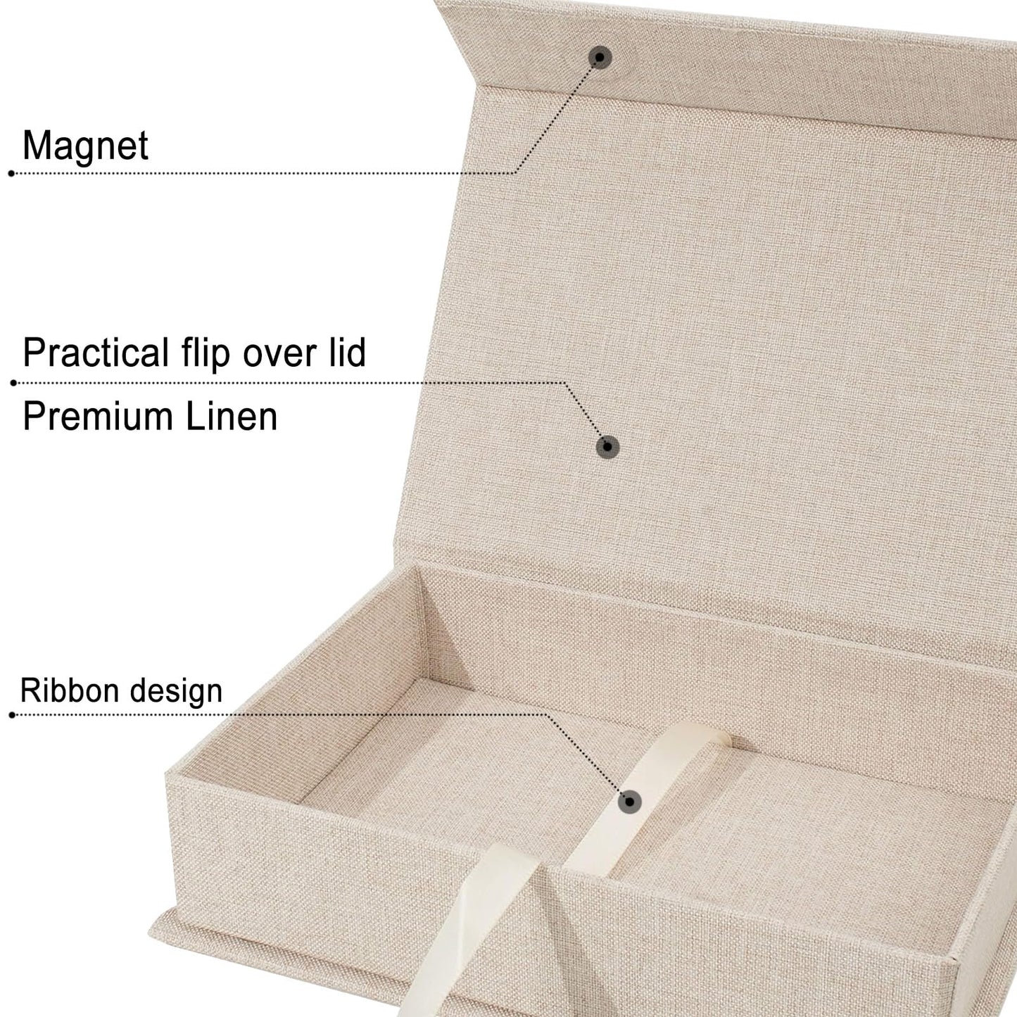 8x10" Archival Photo Storage Box with Lid – Stackable Memory Keepsake Organizer for Photos, Certificates, Jewelry & Scrapbooking Supplies, Photo Cases and Postcard Keeper Storage Container Box Beige