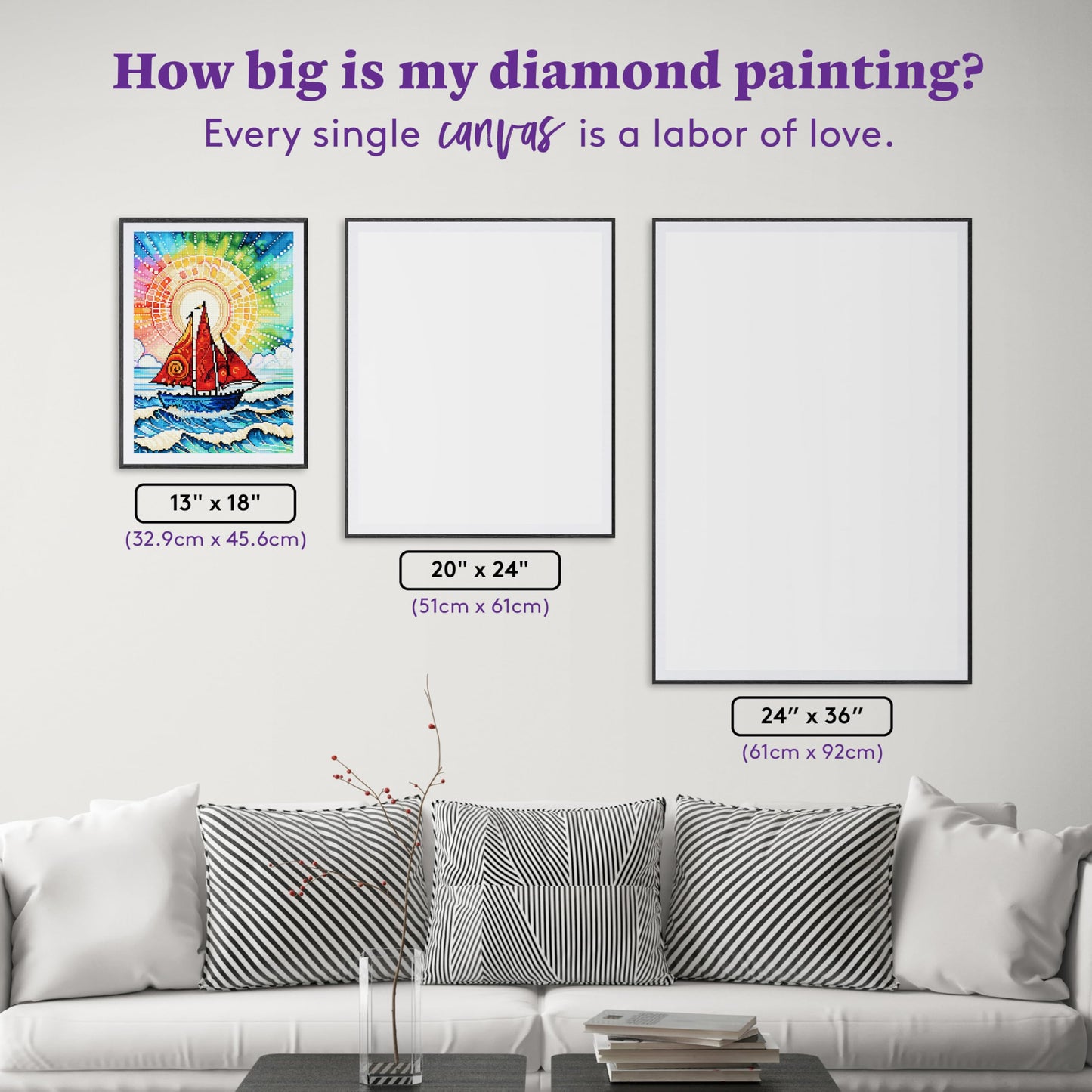 DIAMOND ART CLUB Sailing Away Diamond Painting Kit, Fun DIY Crafts for Adults, Square Diamond Art Canvas, 13" x 18" (32.9 cm x 45.6 cm)