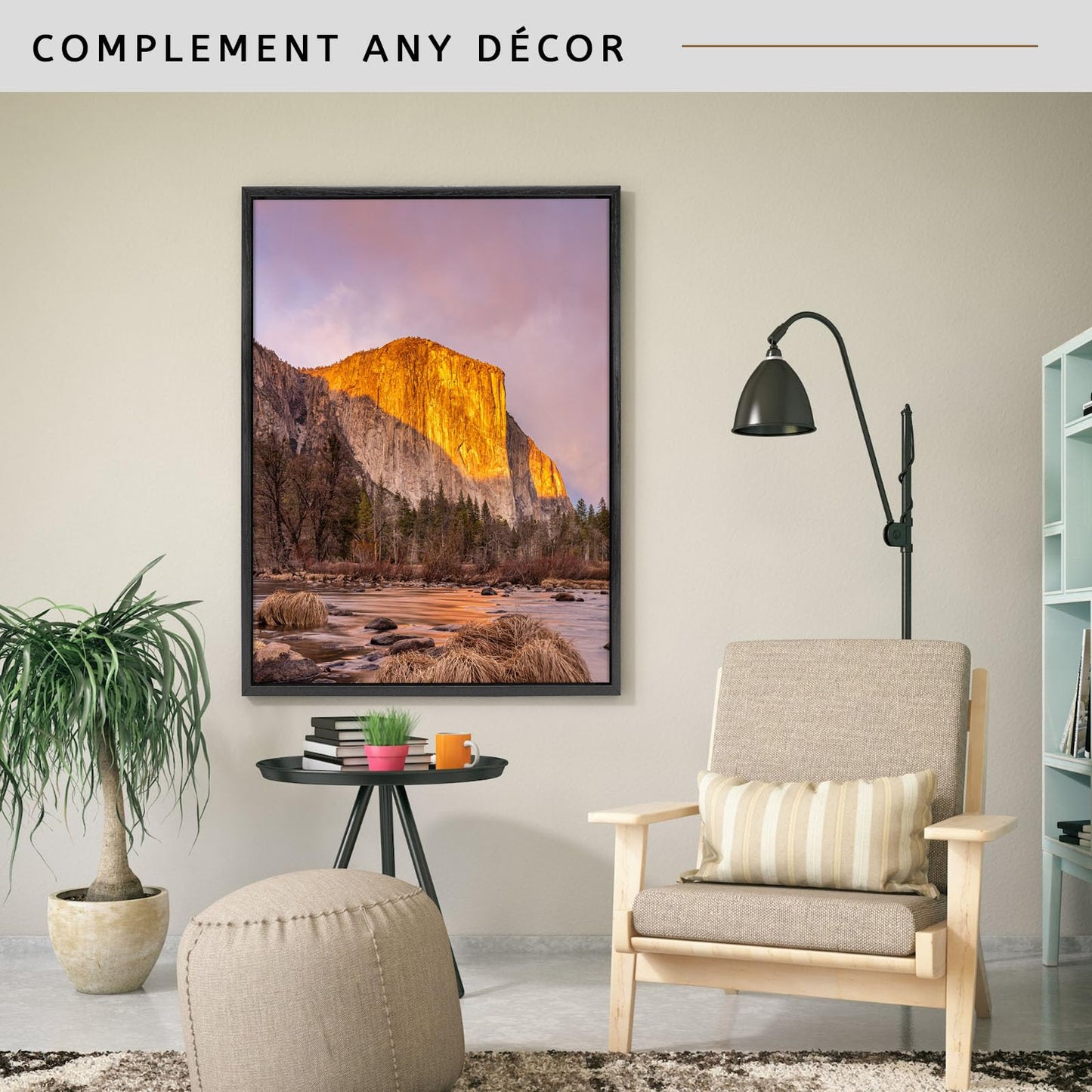 8x8 Canvas Floater Frame, Fits 1" to 1.25" Deep Gallery-Wrapped Canvas, Wood-Grain PS Floating Picture Frame for Paintings and Prints, Hanging Hardware Included, Light Oak