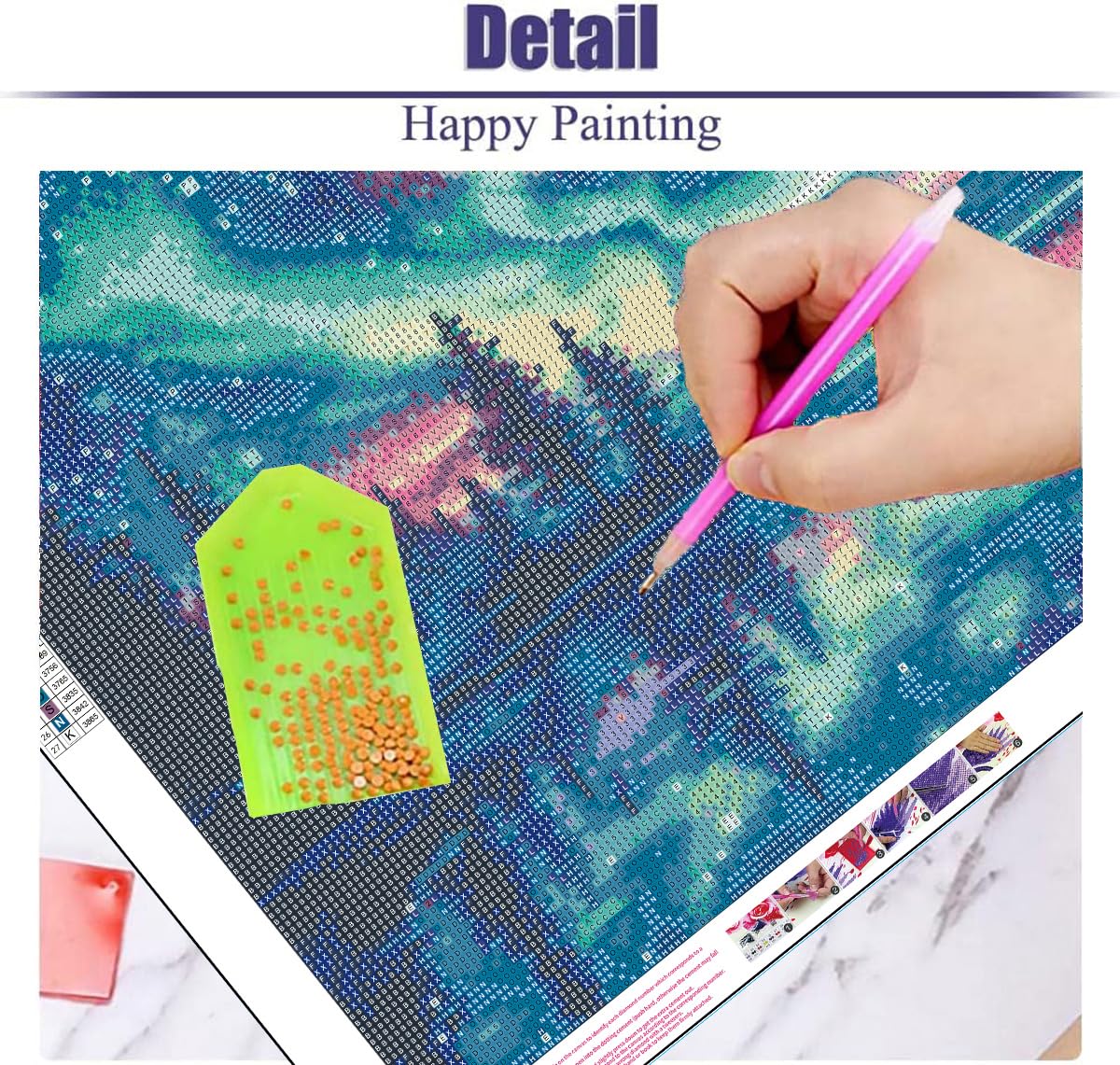 ijbnhd Large Diamond Painting, Aurora Large Diamond Art Kits for Adults, Full Drill Round Big Diamond Painting, DIY Gem Art and Crafts for Home Wall Decor Gift 27.5 X 15.7inch