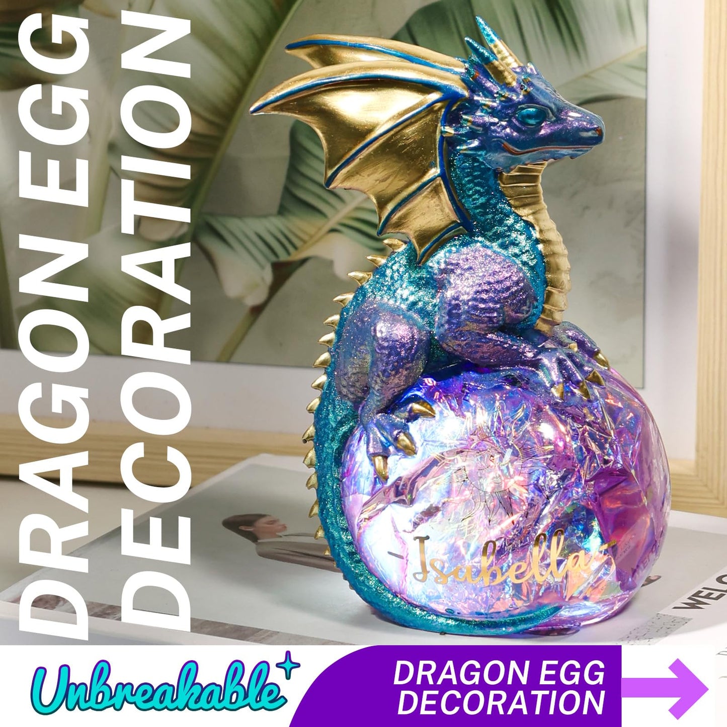 LET'S RESIN Dragon Resin Molds, Dragon Figurines Epoxy Resin Molds with Egg Base, 3D Animal Silicone Molds for Resin Crafts, DIY Home Desk Decor & Gifts