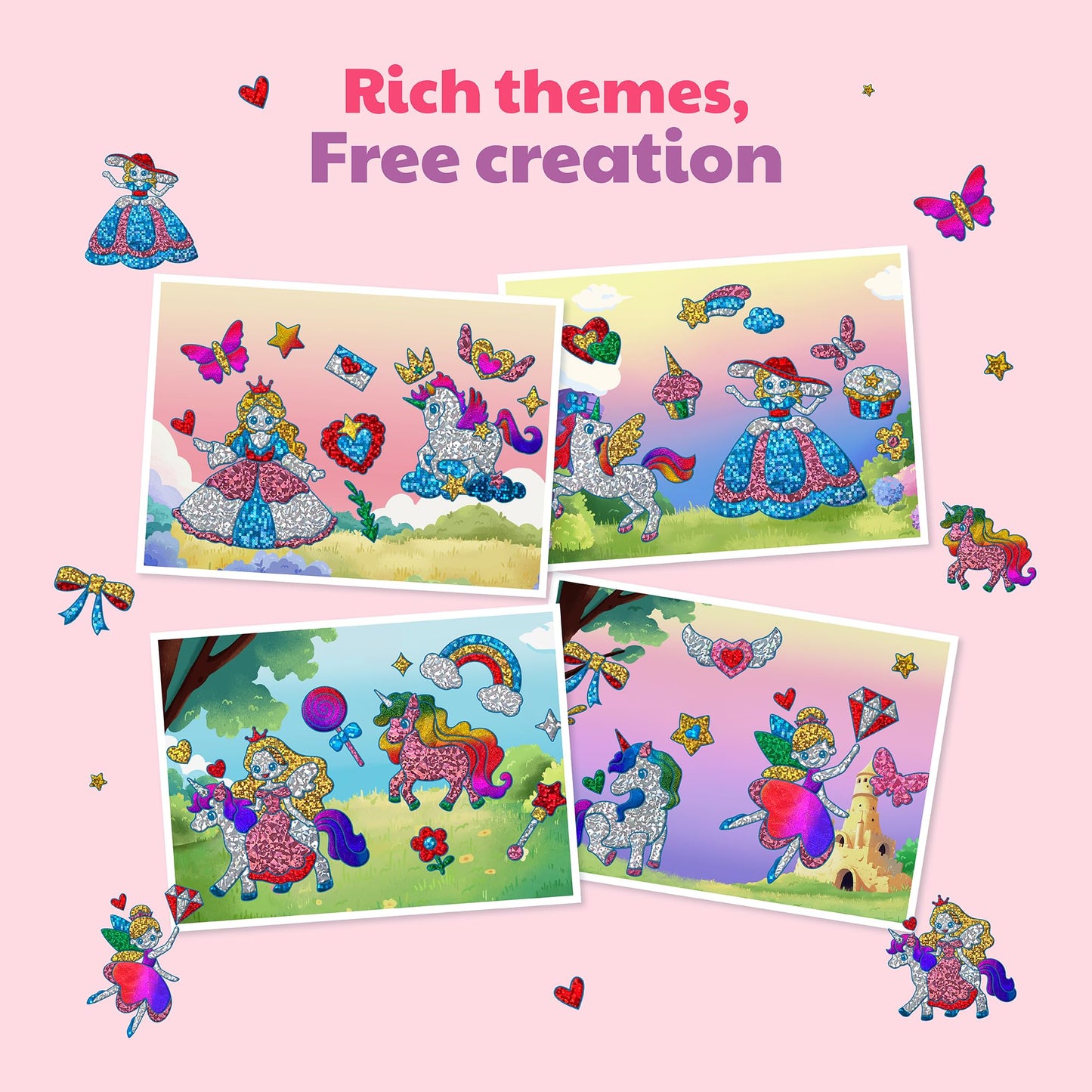 JoyCat 24 Pack Foil Craft Party Favors,No Mess Arts and Crafts for Kids,Goodie Bag Stuffers,DIY Creative Activity, Birthday Present for Girls Boys 4 5 6 7 8 9 Years Old(Unicorn)