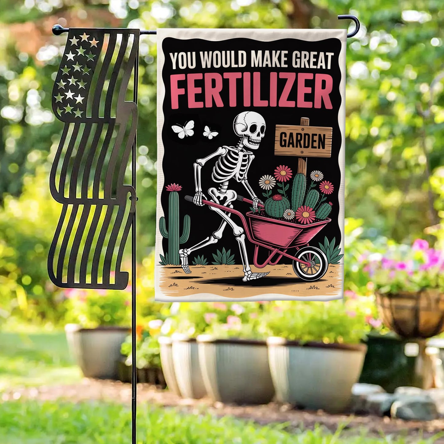 VOTANTA (12"x18") You Would Make Great Fertilizer Garden Flag Funny Skeleton Gardeners Gifts Outdoor Sign Yard House Patio Decorations Welcome Garden Flag Double Sided