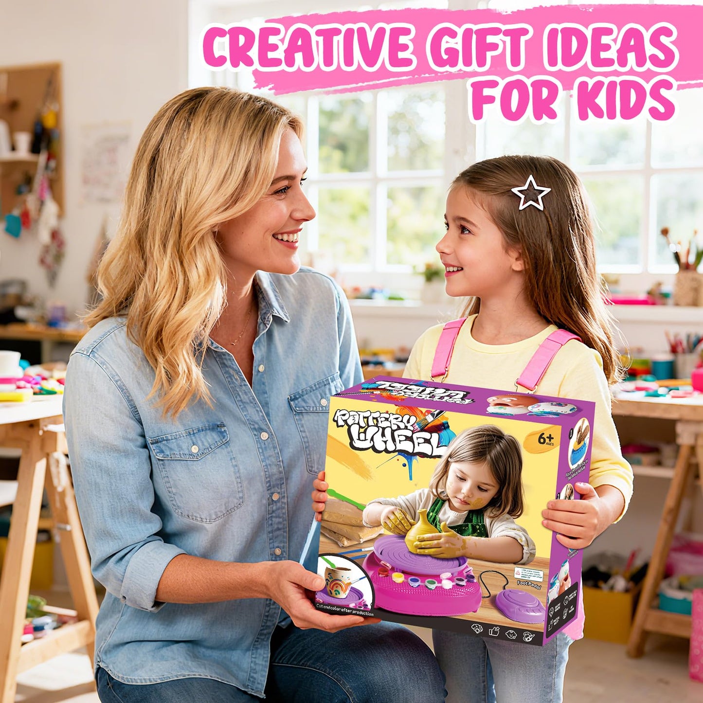 Pottery Wheel for Kids, Arts and Crafts for Kids Ages 8-12, Crafts for Girls 8-12, Complete DIY Clay Wheel Pottery Kit for Beginners, Kid Crafts Gifts for Girl Toys Ages 8 9 10 11 12 Year Old Birthday