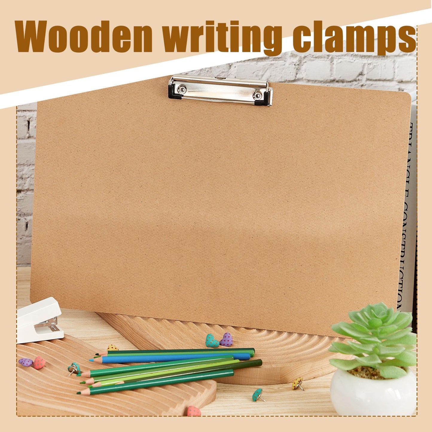 Henoyso 32 Pcs 11x17 Clipboard Wooden Horizontal Lap Board Extra Large Wood Clip Board with Low Profile Clip Desk Brown Landscape for Drawing Sketch Art for Classroom Office School Architects