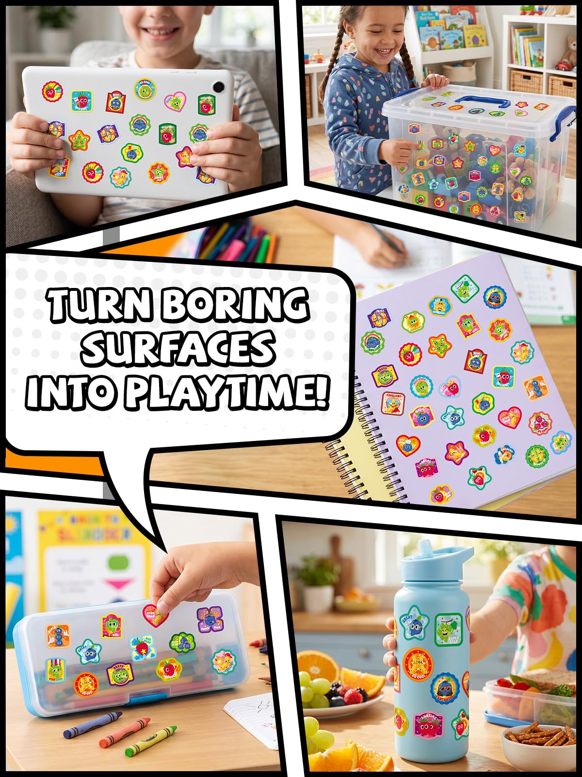 HORIECHALY Scratch and Sniff Reward Stickers for Kids, 4 Rolls 1200 PCS 4 Scent Smelly Stickers Fruit Theme, Positive Reward for Classroom, Teacher, Students