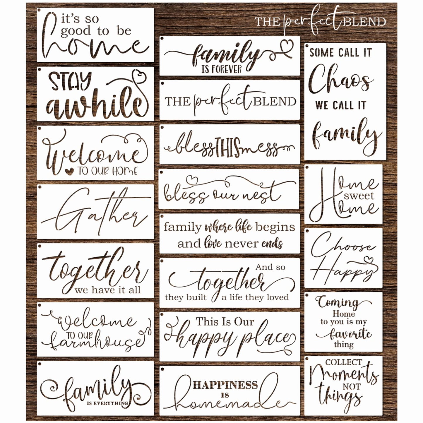 Word Stencils for Painting on Wood Sign Canvas Fabric, Reusable Welcome Farmhouse Burning Inspirational Art Craft Paint Stencil for Shirt Family Furniture Wall Card Making (20 Home)