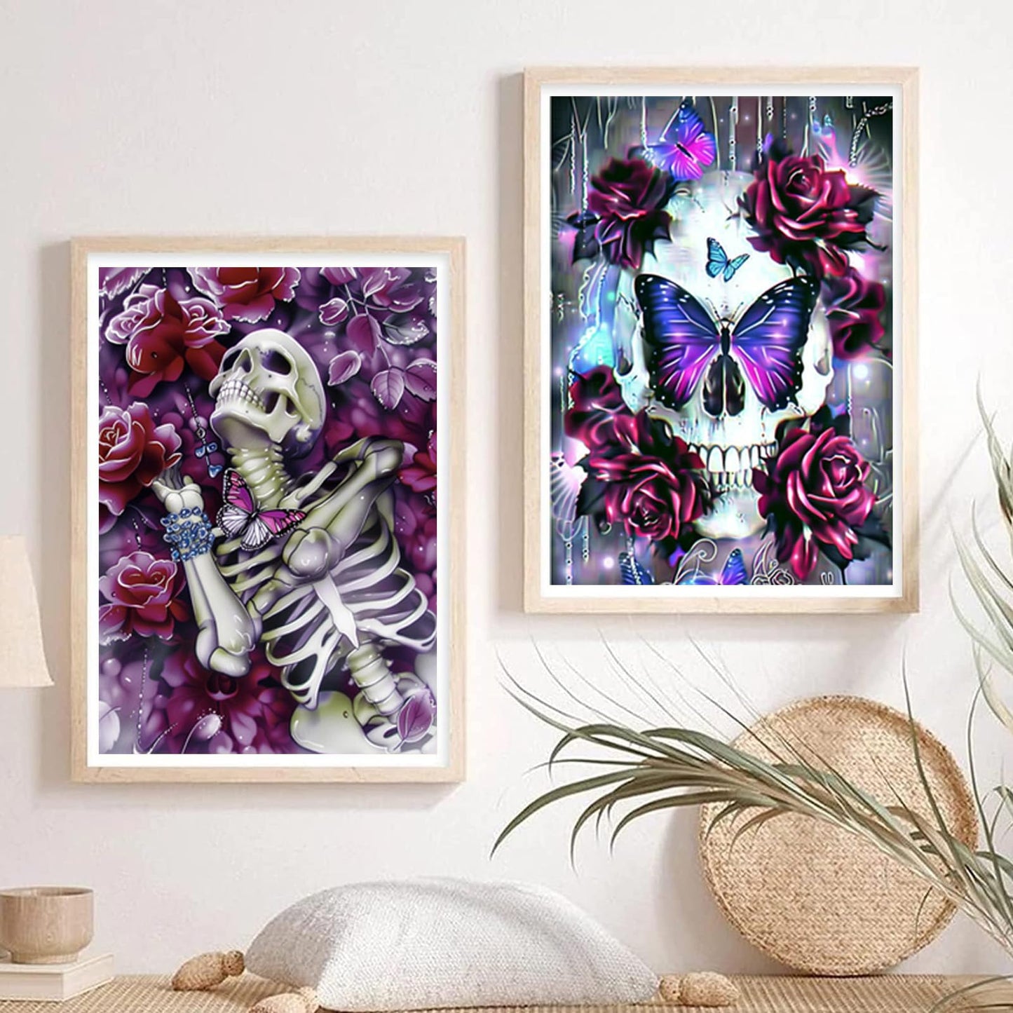 Leatrice Skull Diamond Painting Kits for Adults Butterfly Diamond Art Kits Gem Art Dots Paintings for Adults Full Drill Round Diamond Dots for Beginners DIY Home Wall Decor 11.8x15.7 Inches