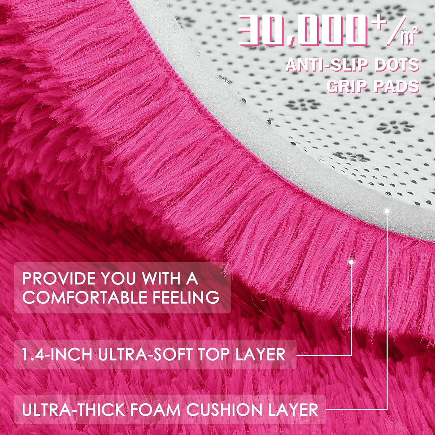 OLANLY Large Area Rug - Soft Fluffy Shaggy Carpet for Living Room & Bedroom | 9x12 Hot Pink