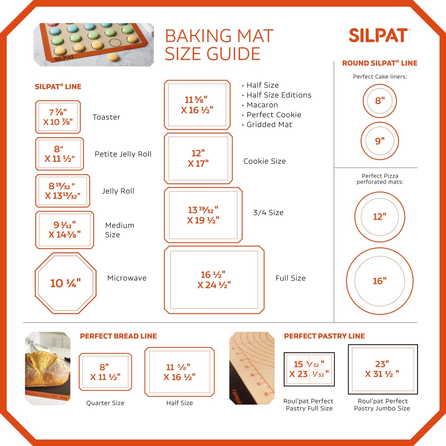 Silpat The Original Perfect Pastry Non-Stick Silicone Countertop Workstation Mat, 15-1/8" x 23"