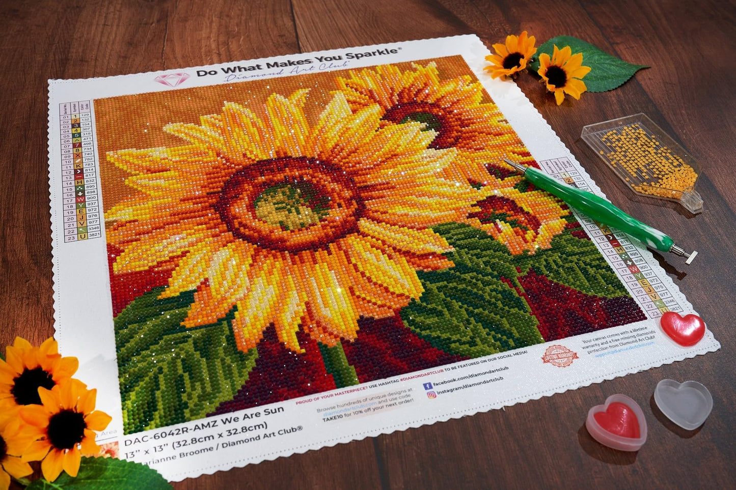 DIAMOND ART CLUB We are Sun Diamond Painting Kit, Fun DIY Crafts for Adults, Round Diamond Art Canvas, 13" x 13" (32.8 cm x 32.8 cm)