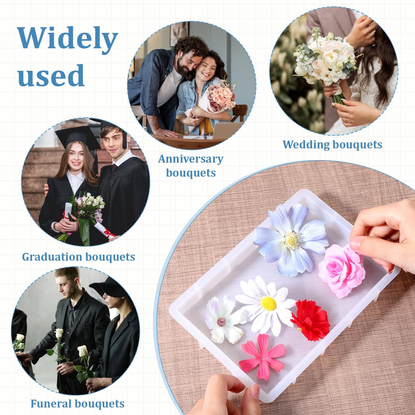 Large Rectangular Resin Molds 4PCS Epoxy Resin Casting Craft Mold Crystal Deep Casting Epoxy Mold for Flower Preservation Bookends DIY Art Home Décor, DIY Wedding Bouquets