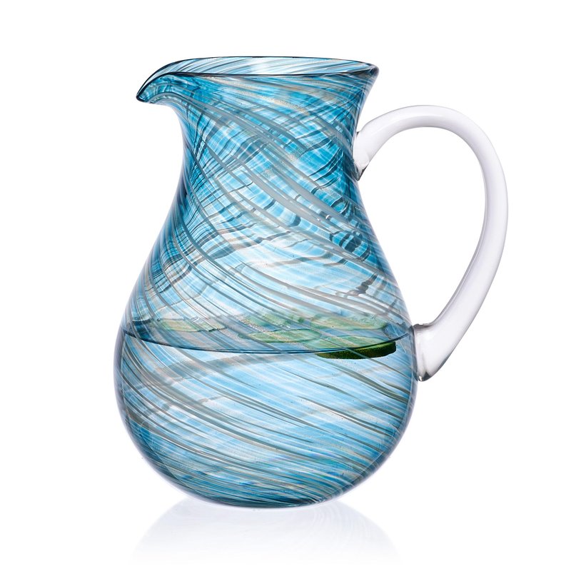 Mikasa Color Swirl Blue Glass Jug Pitcher, 2.25 Quart