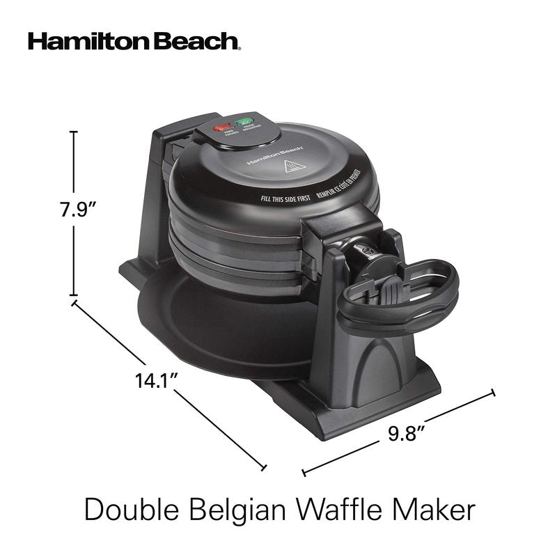 Hamilton Beach 26201 Belgian Waffle Maker with Removable Nonstick Plates, Double Flip, Makes 2 at Once, Black