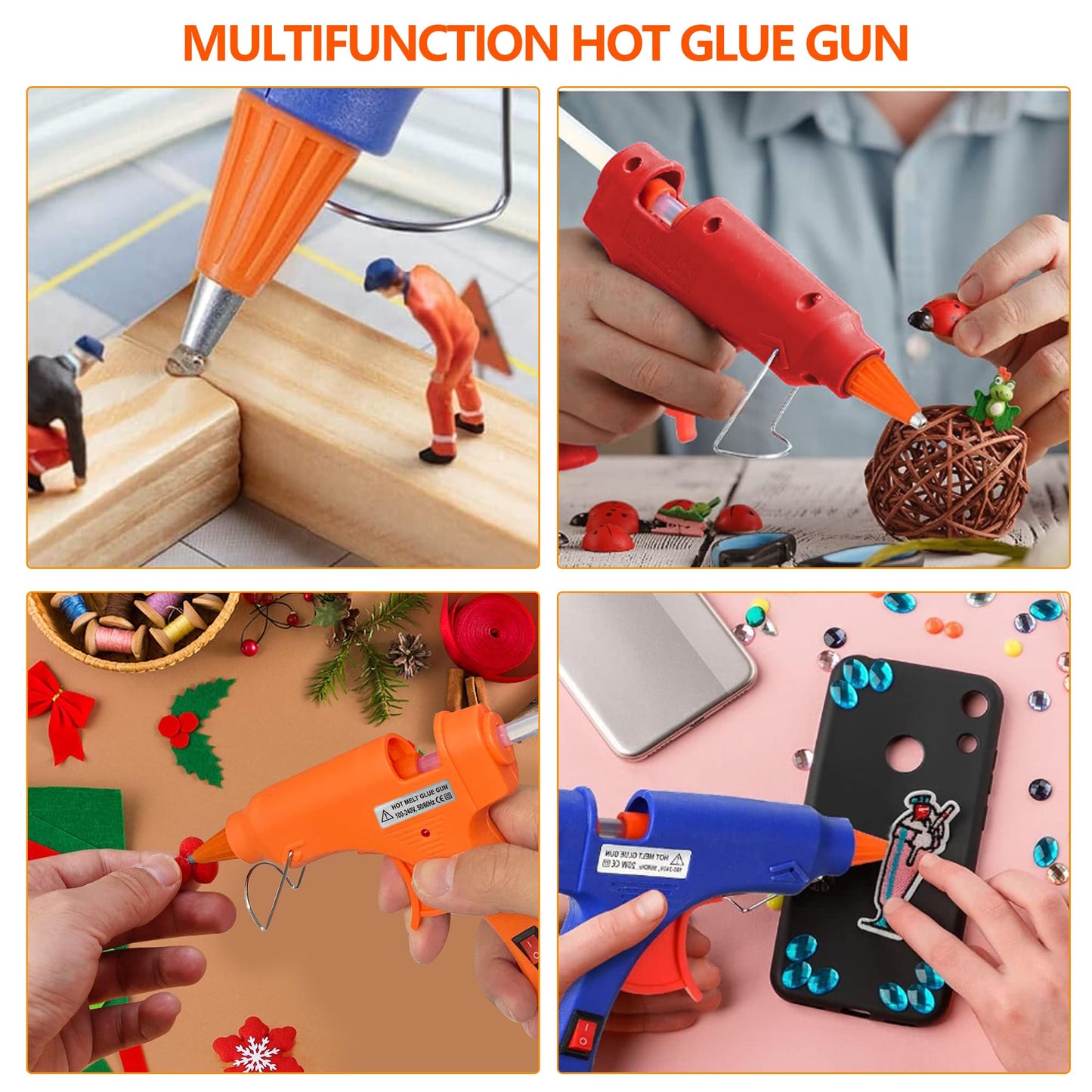 Mini Hot Glue Gun Kit 8 Pieces Hot Melt Gun Crafts for Kids School Craft Project DIY Arts and Home Quick Repairs (20 Watts,Multicolor)