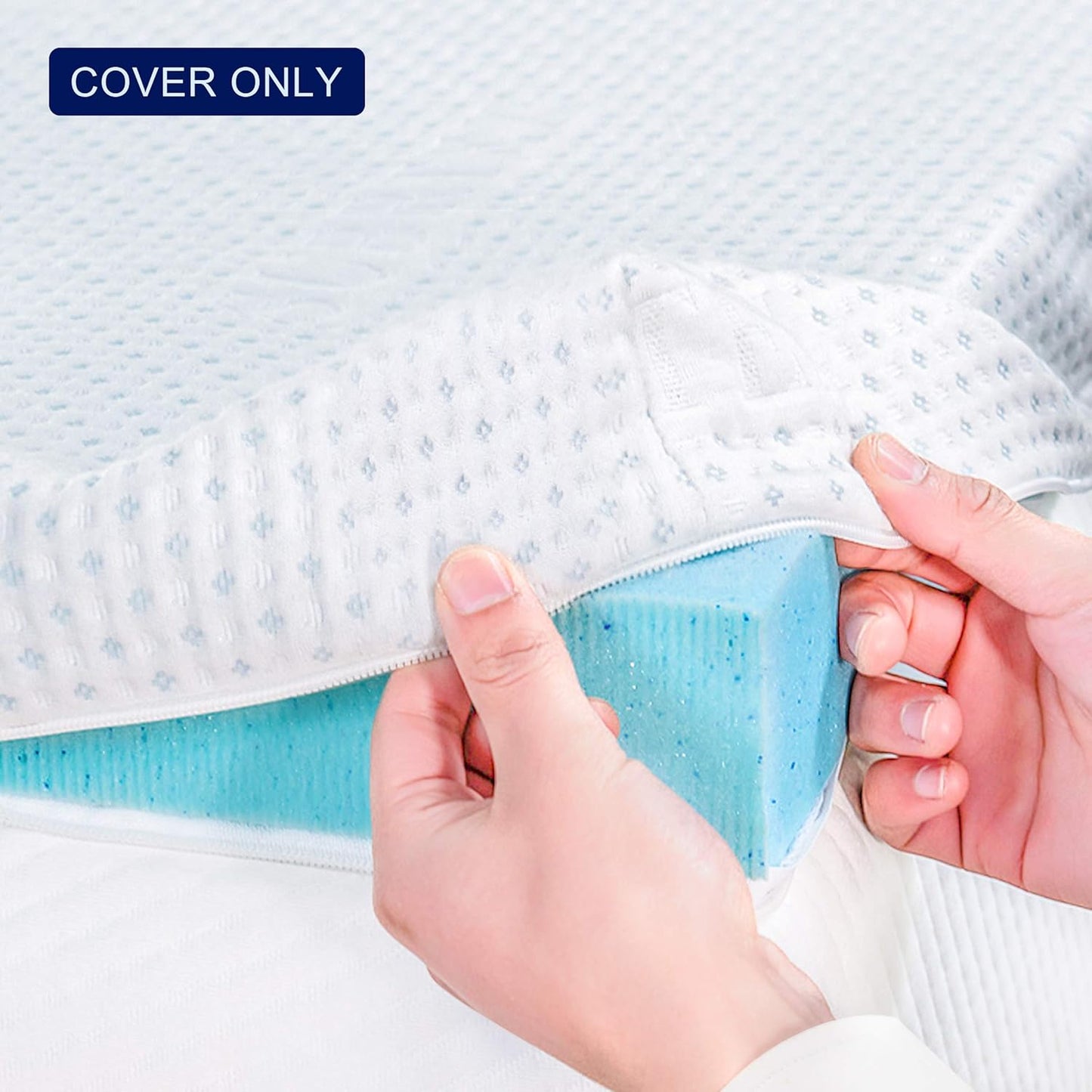 subrtex 3 Inch Mattress Topper Cover (Only Cover), Bamboo Removable Mattress Encasement with Zippers, Twin XL