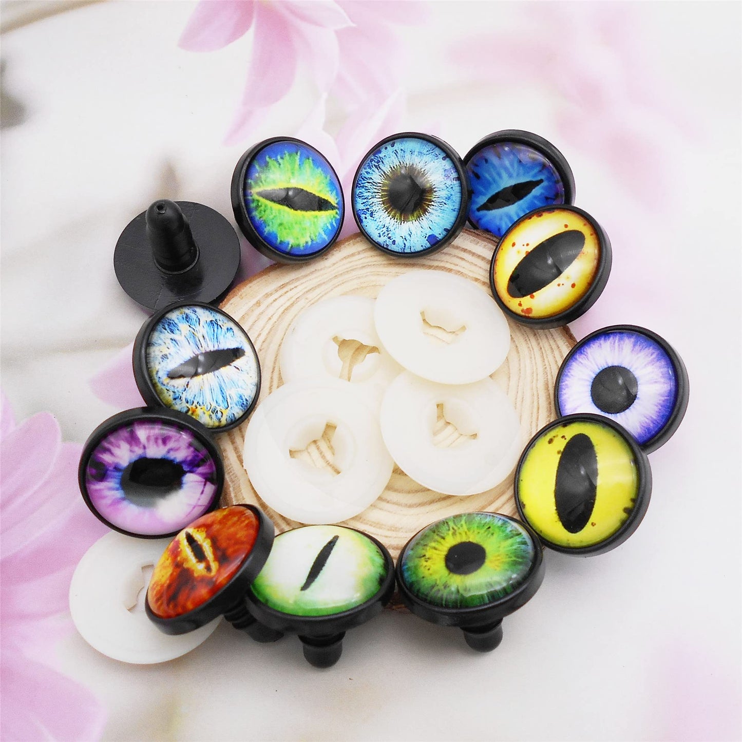 Julie Wang 40PCS 9MM Dragon Safety Eyes Animal Crafts Making Amigurumi Crochet Project DIY Supplies for Adult Artist Model Enthusiast with Washer 0.35inches