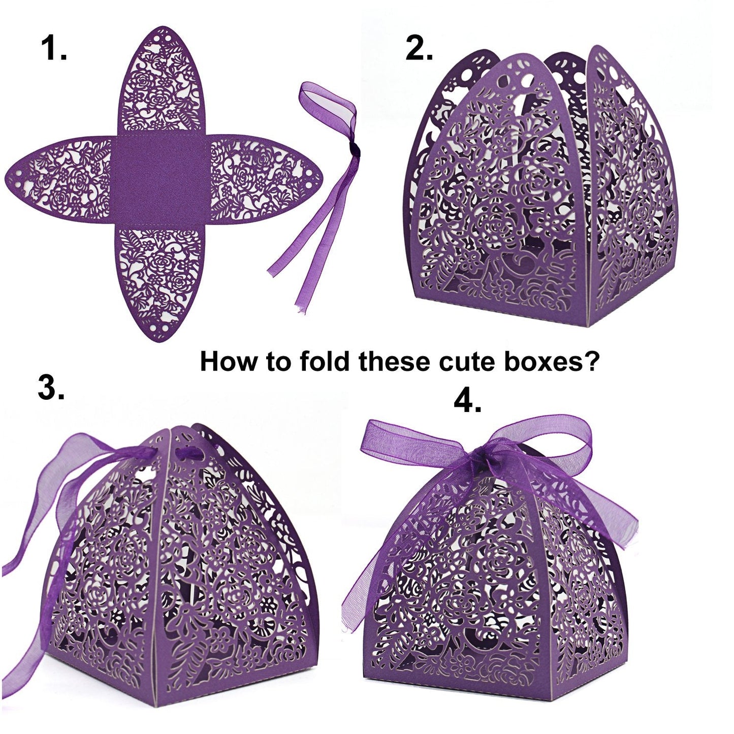 KPOSIYA Pack of 70 Laser Cut Rose Candy Boxes, Favor Boxes 2.5"x 2.5"x 3.1", Gift Boxes for Bridal Shower Anniverary Birthday Party Wedding Favor Gold (Rose box 70)