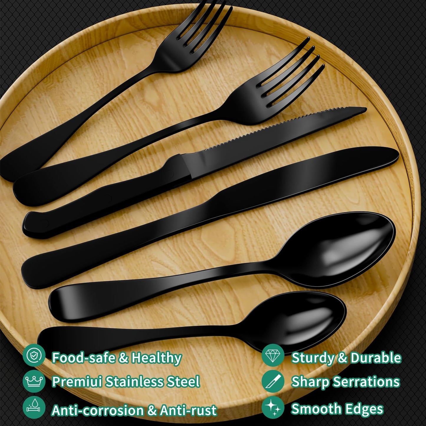49-Piece Stainless Steel Silverware Set with Cutlery Organizer, Service for 8 with Steak Knives and Kitchen Utensils