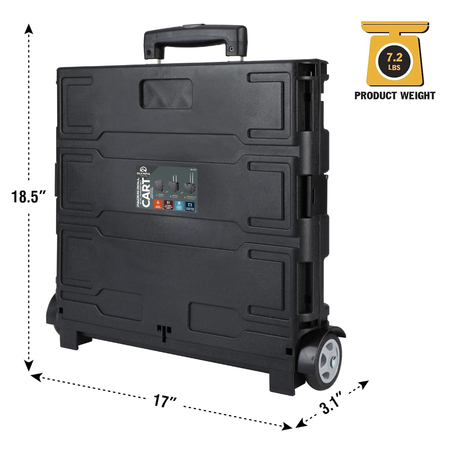 Olympia Tools 85-010 Grand Pack-N-Roll Portable Tools Carrier with Telescopic Handle, 80 Lb. Load Capacity, Black