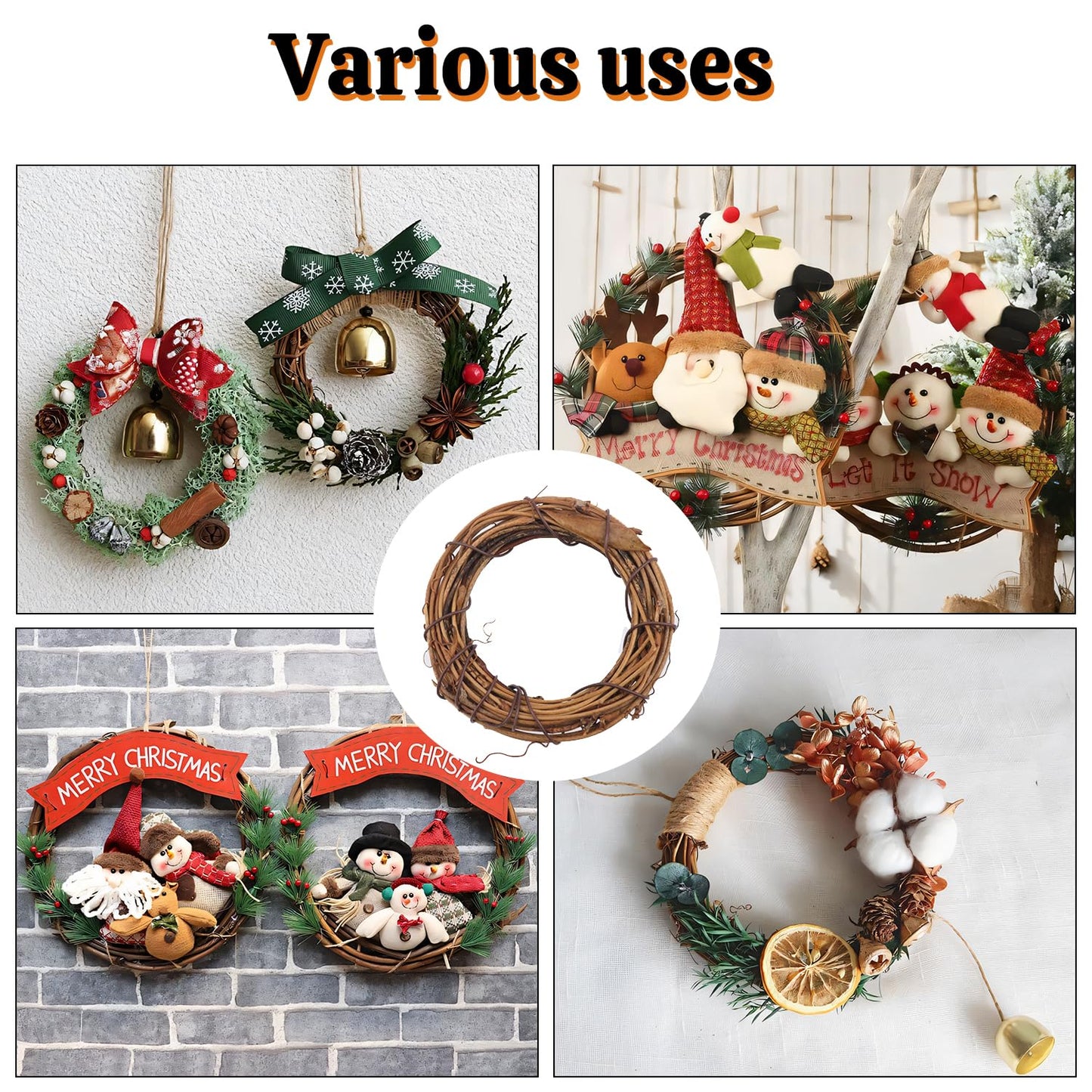 Yiksonyo 70 Pcs 2.4 Inch Natural Grapevine Wreath Set, Natural Rattan Wreath,Hand-Woven 2.4 Inch Vine Branch Wreaths, Perfect for DIY Crafts, Christmas Decorations, and Wedding Supplies