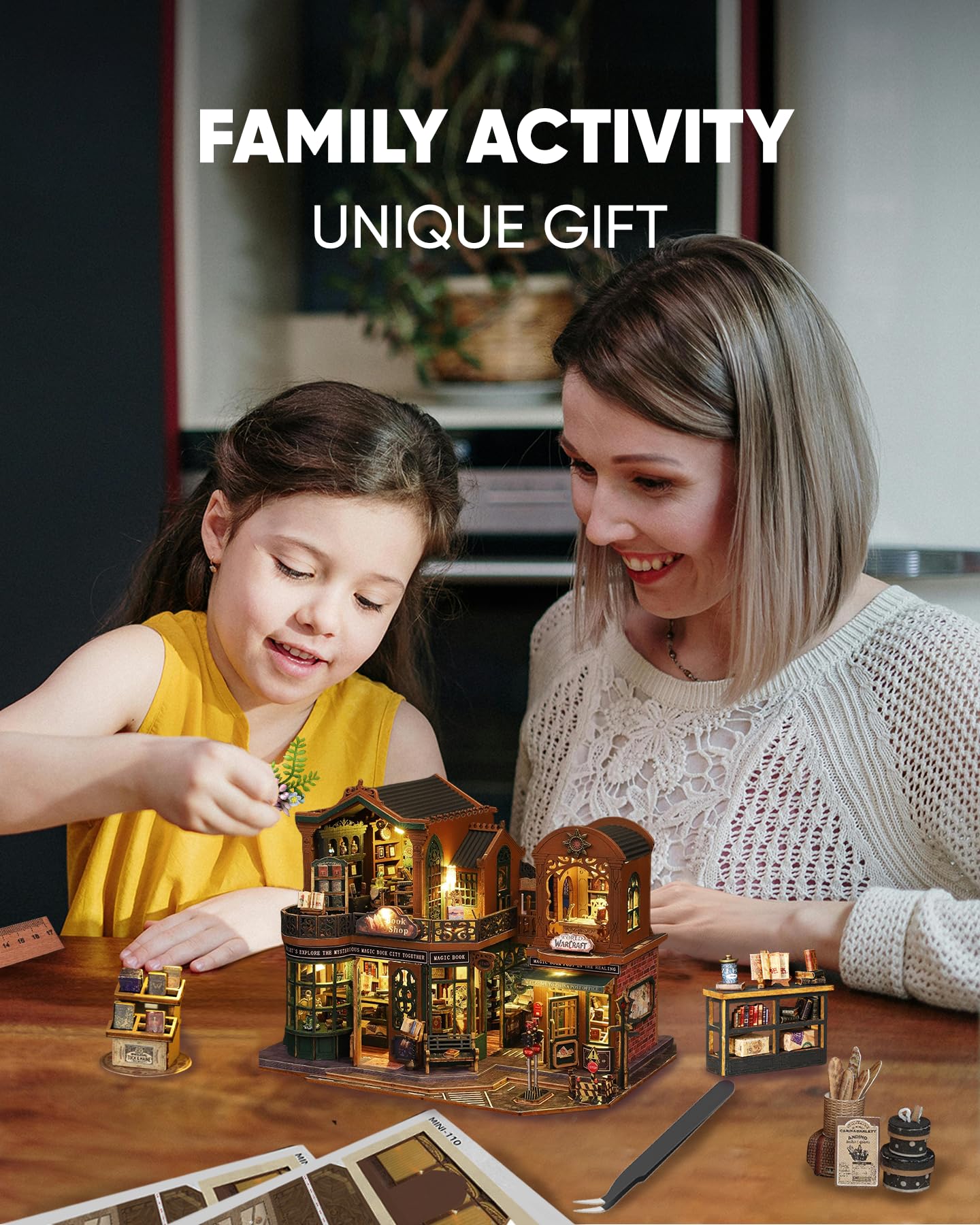 DIY Miniature House Kit, DIY Dollhouse Kit for Adults to Build, Mini Magic House Miniature kit, Model Building Book Nook Diorama Kit, Ideal Gifts for Birthday Christmas(Magic Book Shop)