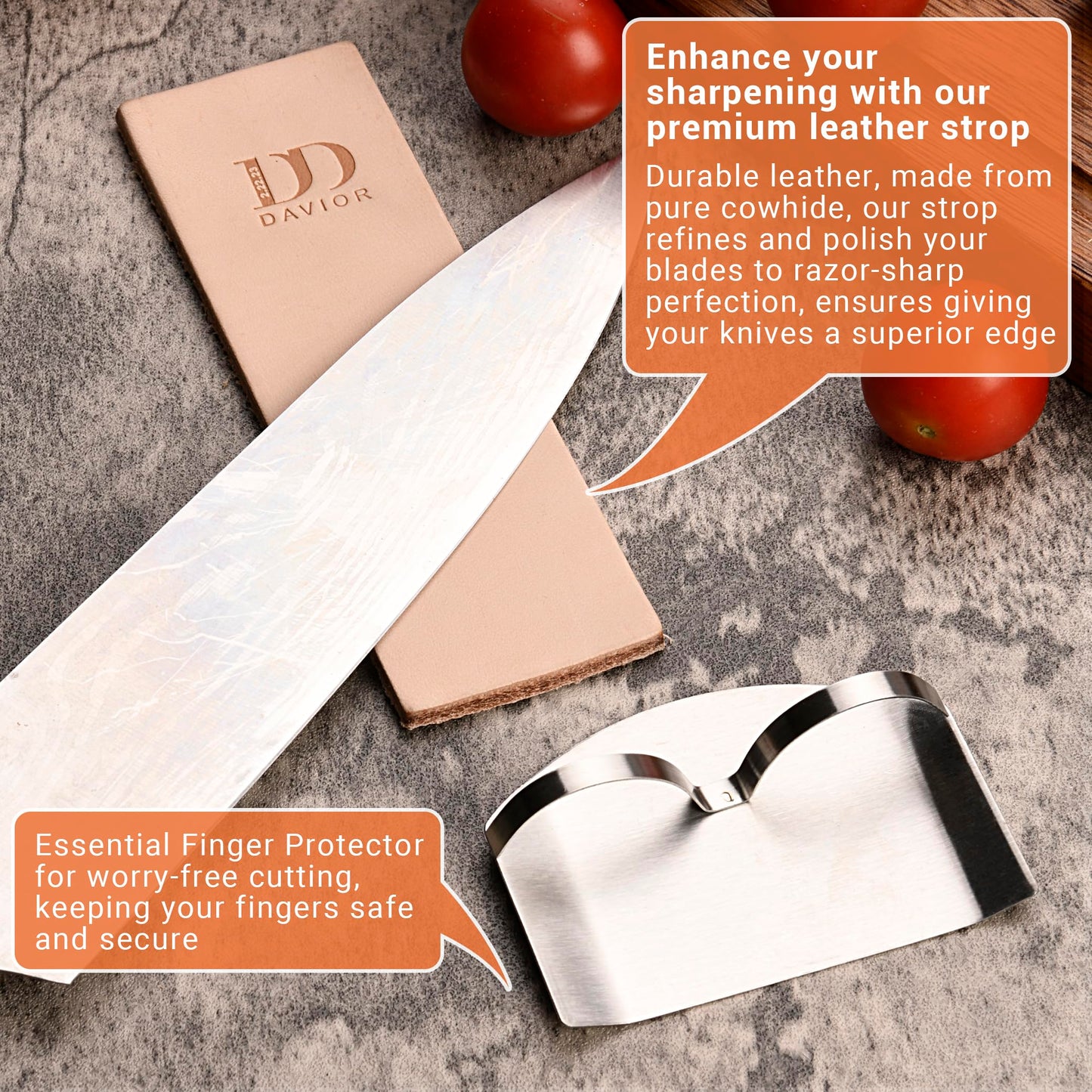 Davior Rolling Knife Sharpener Kit with Diamond Discs, 15° & 20° Multi Angle Magnetic Knife Sharpener Roller Tool for Kitchen and Pocket Knives, Finger Protector, Leather Strop & Carry Bag