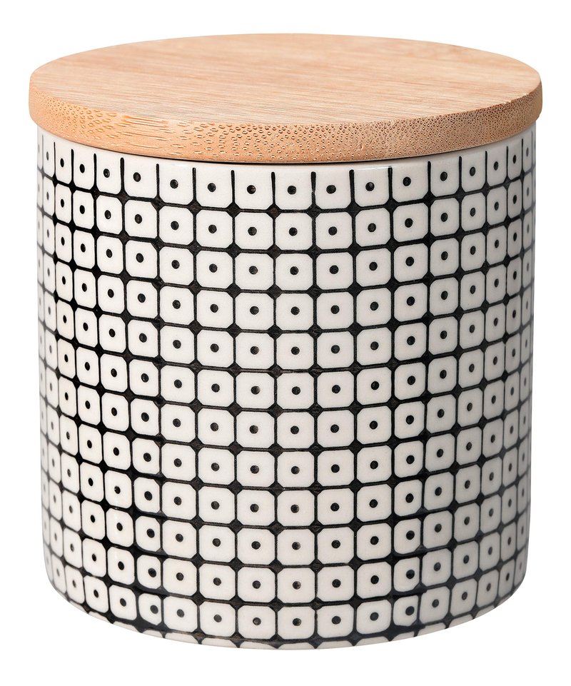 Bloomingville Carla Ceramic Storage Canister with Lid and Silicone Gasket Seal, Dia 4'' H 4'', Black Stoneware, 14 fl oz