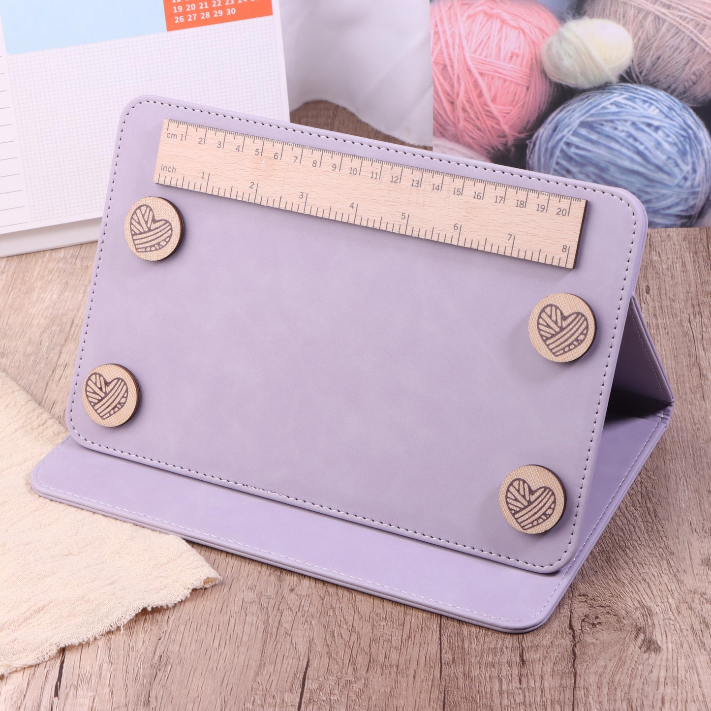 Cowenhey Pattern Holder, Knitting Chart Holder, Accessories Knitting Pattern Holder Foldable Knitting Chart Keeper with Ruler for for Fixed Crochet Pattern on Knitting Pattern Holder (Purple)