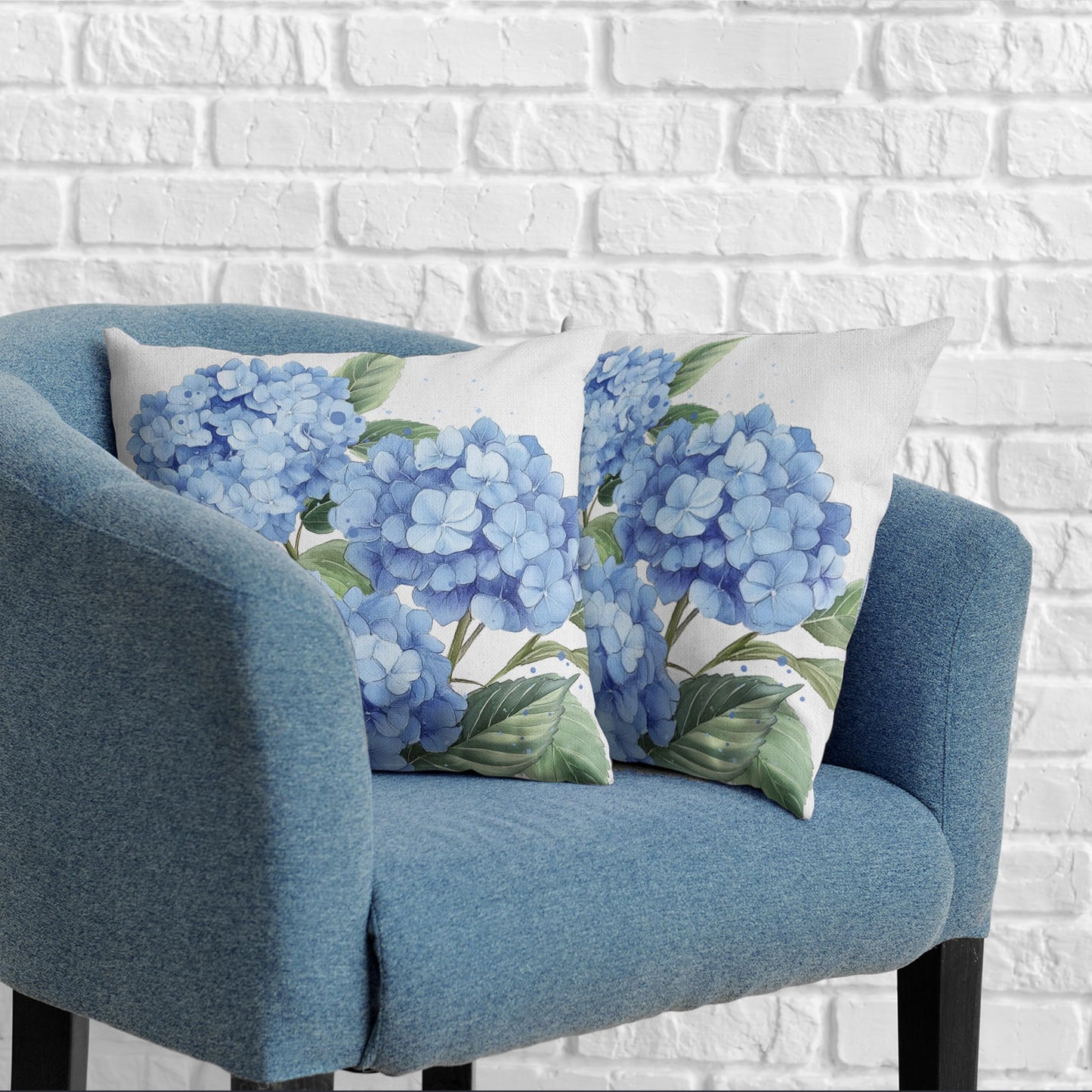 Kwlegh Blue Hydrangea Pillow Covers 18x18 Set of 2 Spring Summer Decorative Pillow Covers Flower Throw Pillow Case Square Cotton Linen Cushion Case for Outdoor Living Room Couch Sofa