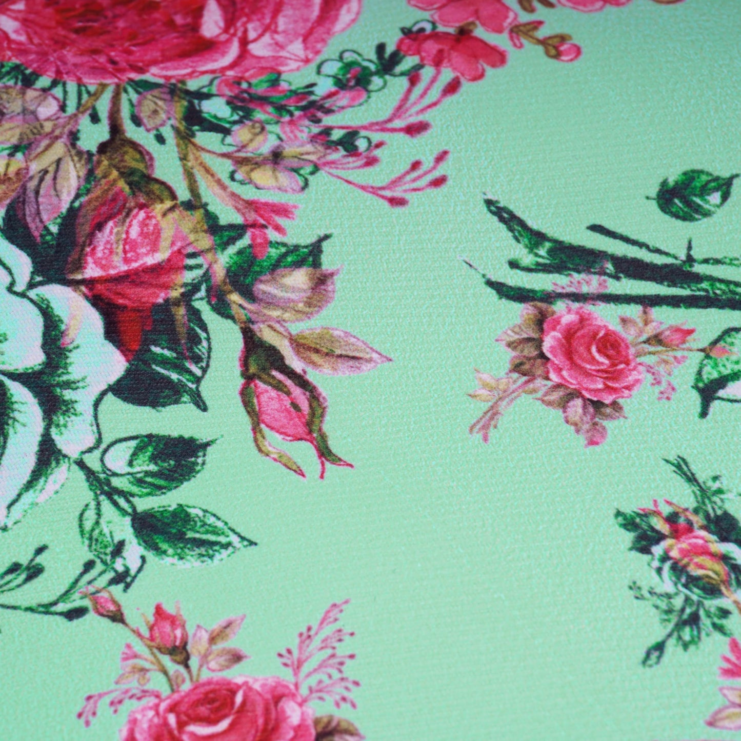 WAZAIGUR Green Flowers Pattern Large Capacity Multifunctional Crocheting Knitting Project Bag Strong Yarn Storage Organizer Bag Tote Travel Crochet Needles Bag