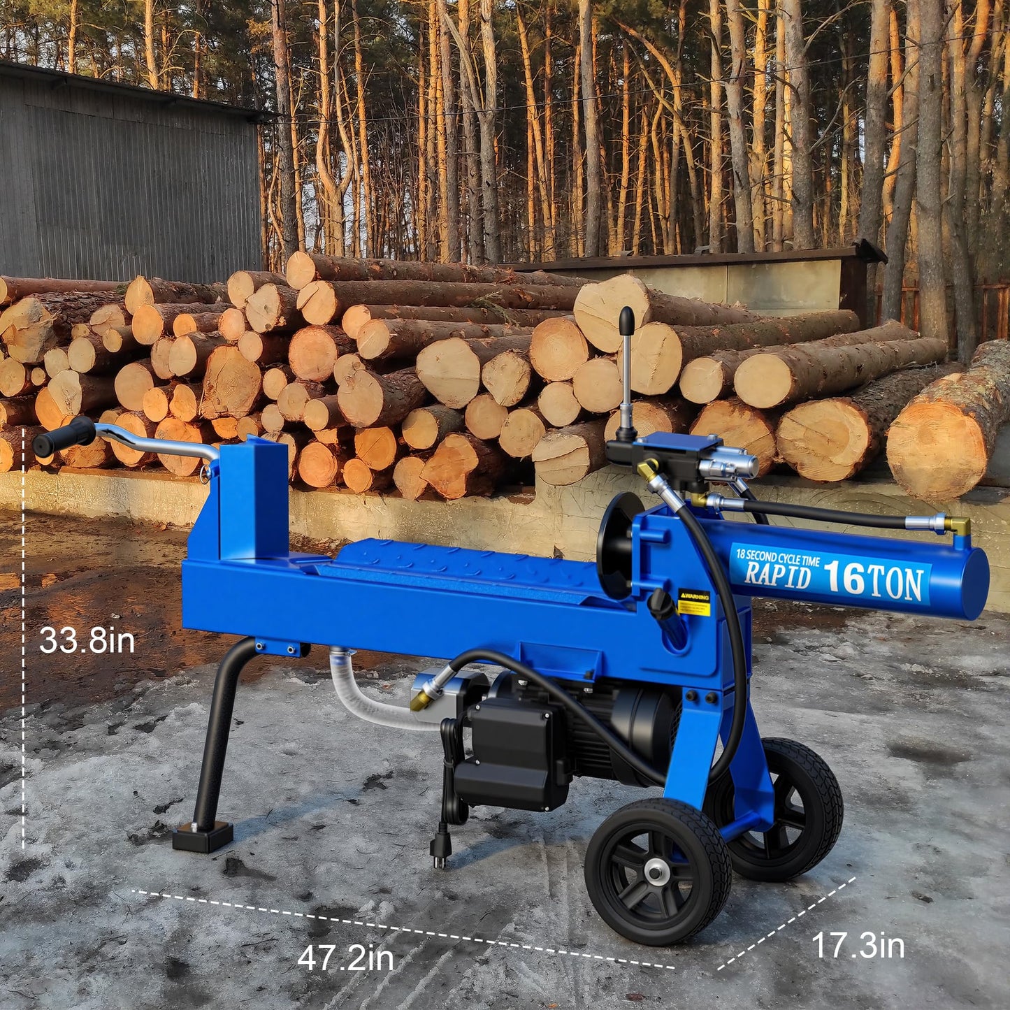 gasxcel 16-Ton Electric Log Splitters for Firewood 21" x 16", Low Noise 17.5Amp Wooden Firewood Splitter W/1600W Brushless Induction Motorm Hydraulic Pump, Electric Wood Splitter for Forestry