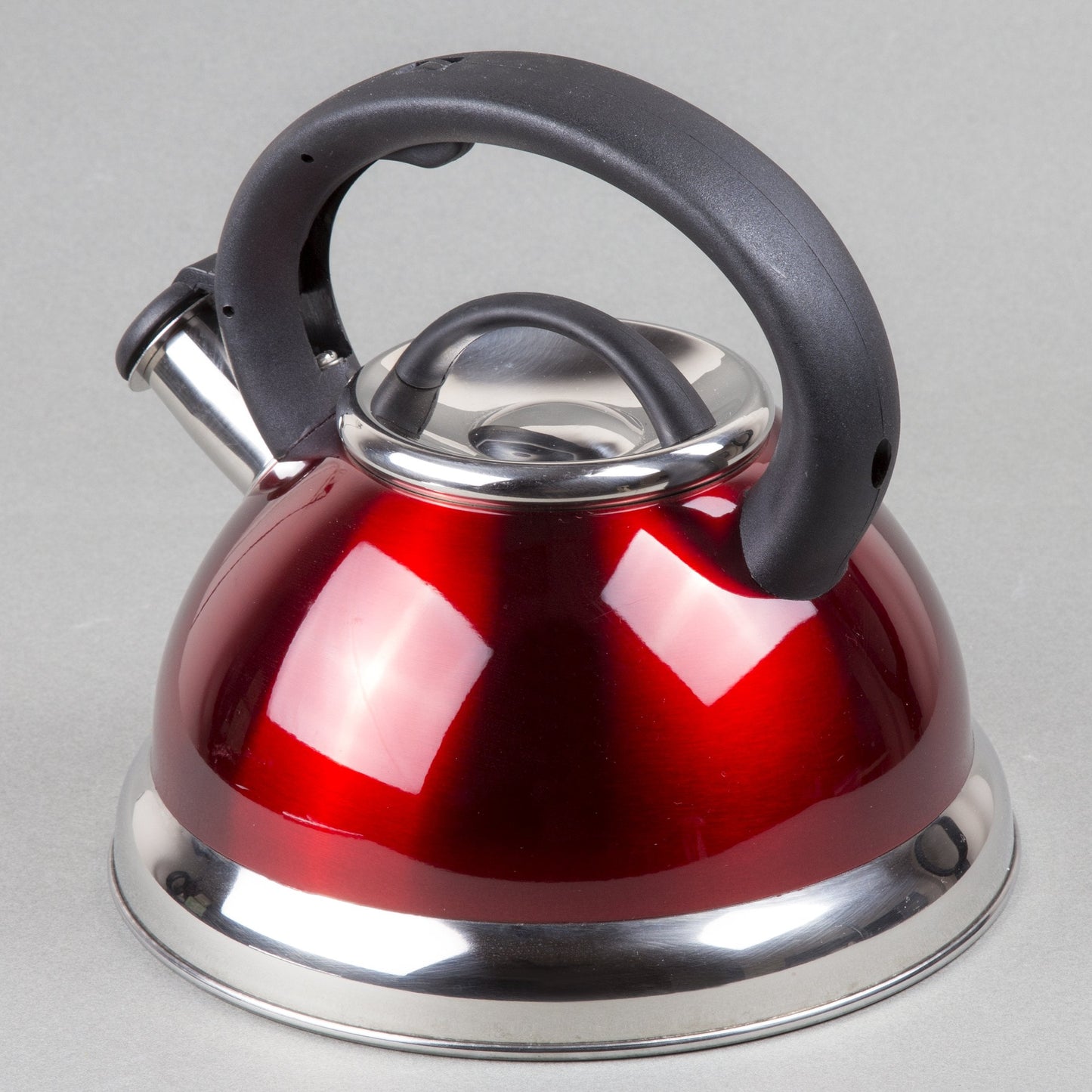 Creative Home Alexa 3.0 Quart Stainless Steel Whistling Tea Kettle Fast Boiling Heat Water for Stovetop Whistle Tea Pot, Metallic Cranberry
