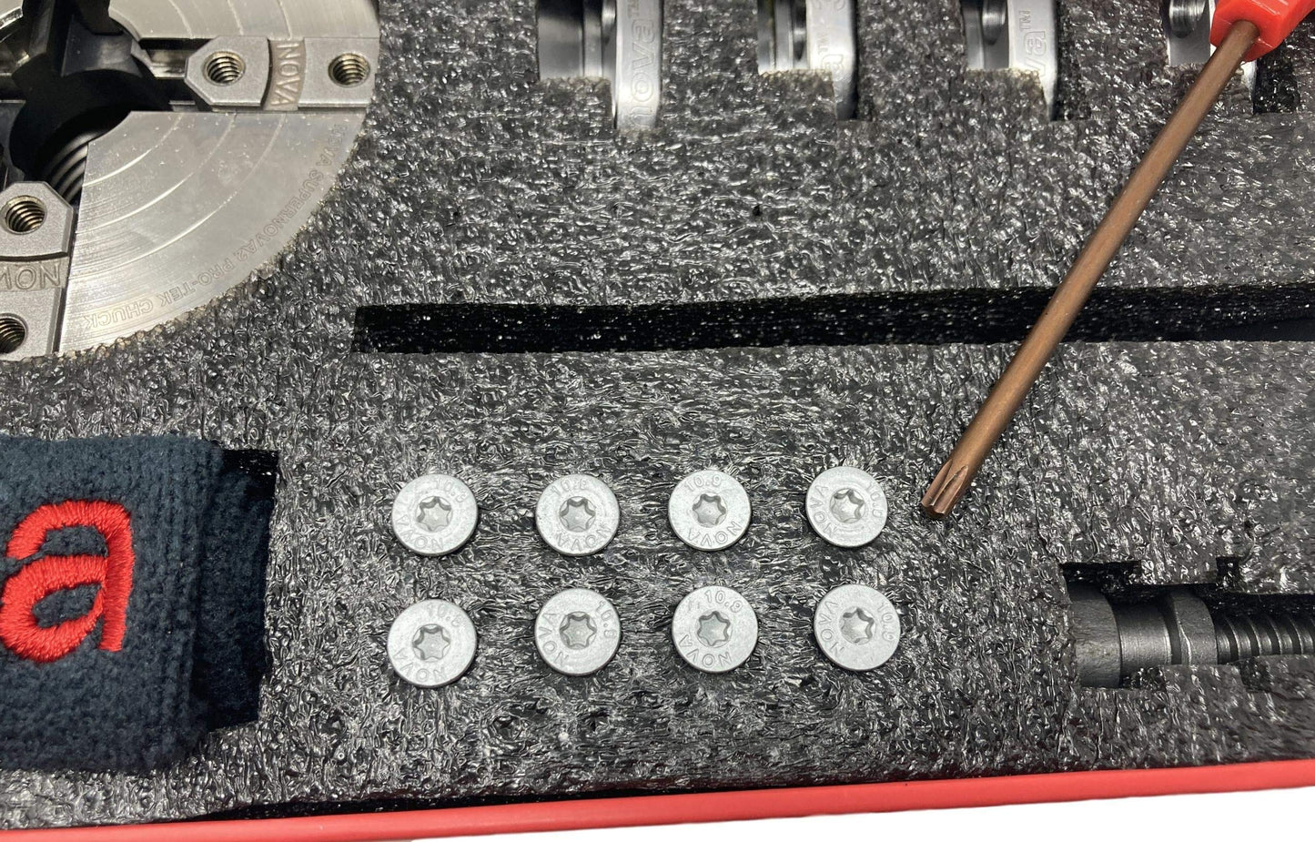Nova 23262 Premier Pro-Tek Supernova 2 Wood Lathe Chuck Kit with Pro-Tek 2" Jaw Set, Woodworm Screw, & accessories, bundled with Nova ILNS 1-1/4" x 8tpi Insert