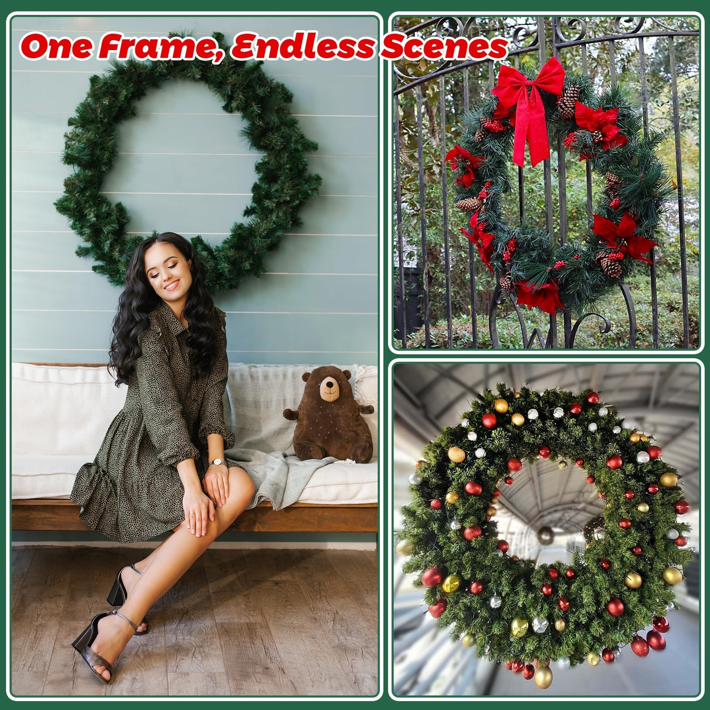 Fovths 12 Pieces Metal Christmas Wire Wreath Frame 30 Inch Green Wreath Ring with Floral Wire Form Front Door Garland Frame for Christmas Wedding Home DIY Crafts Supplies