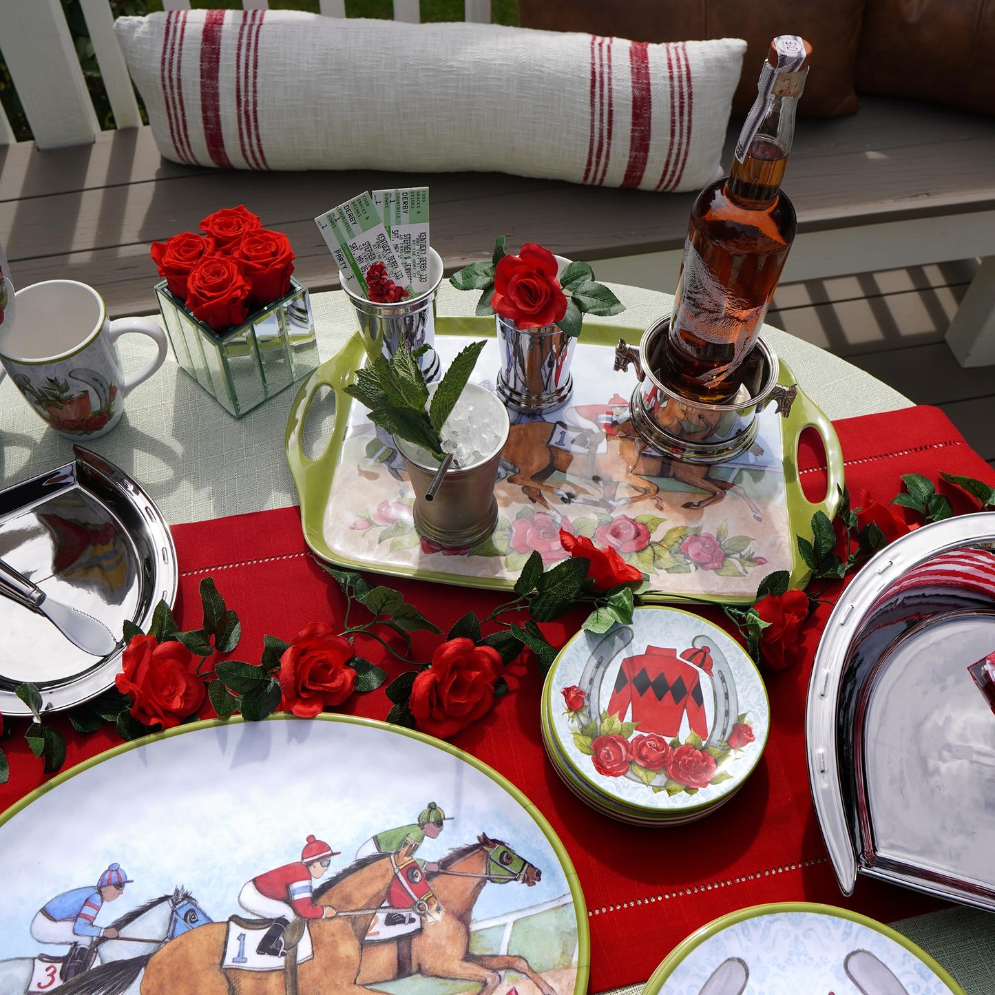 Derby Day at the Races Set of 4 Canape Plates – Host in style with Derby Day canape plates—ideal for hors d'oeuvres, desserts, and race day entertaining. A must-have for any spirited gathering.