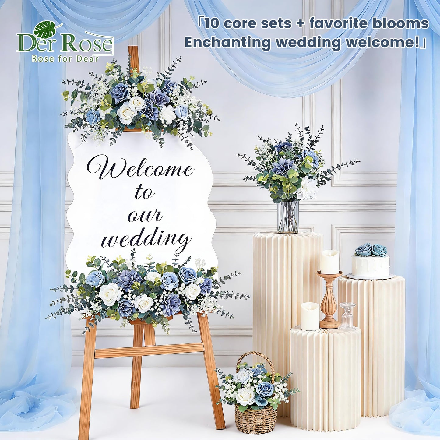 Der Rose 24Pcs Mixed Eucalyptus Stems&Babys Breath Artificial Flowers Bulk, Fake Flowers DIY Kit with Silver Dollar Leaves, Artificial Greenery Stems for Home Table Centerpieces Wedding Bouquets Decor