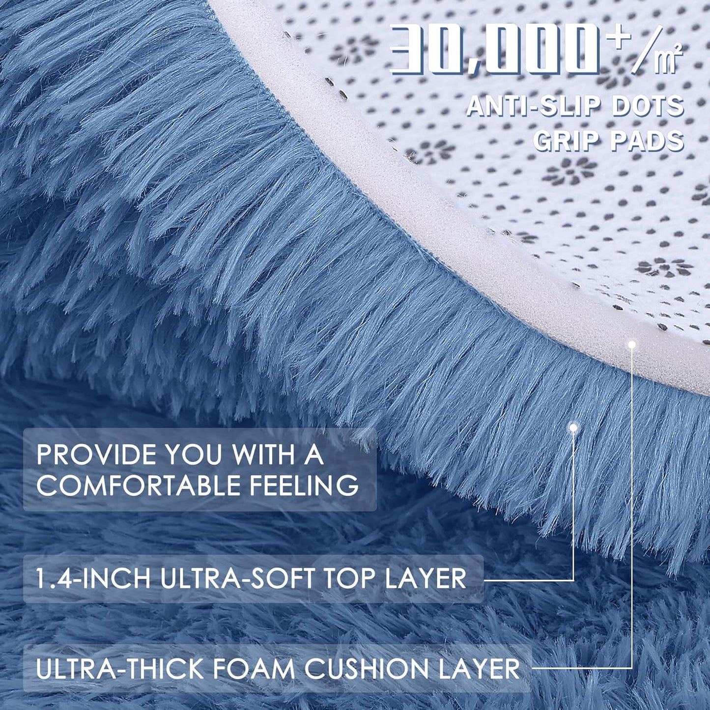 OLANLY Area Rug - Soft Fluffy Shaggy Design | Machine Washable 4x5.9 ft - Perfect for Living Room & Nursery Decor, Blue