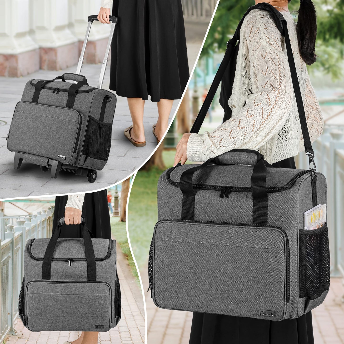 Trunab Rolling Scrapbook Tote Craft Organizers and Storage with Wheels, Craft Bag for 12 X 12 inch Scrapbook Album and Laptop, for Women