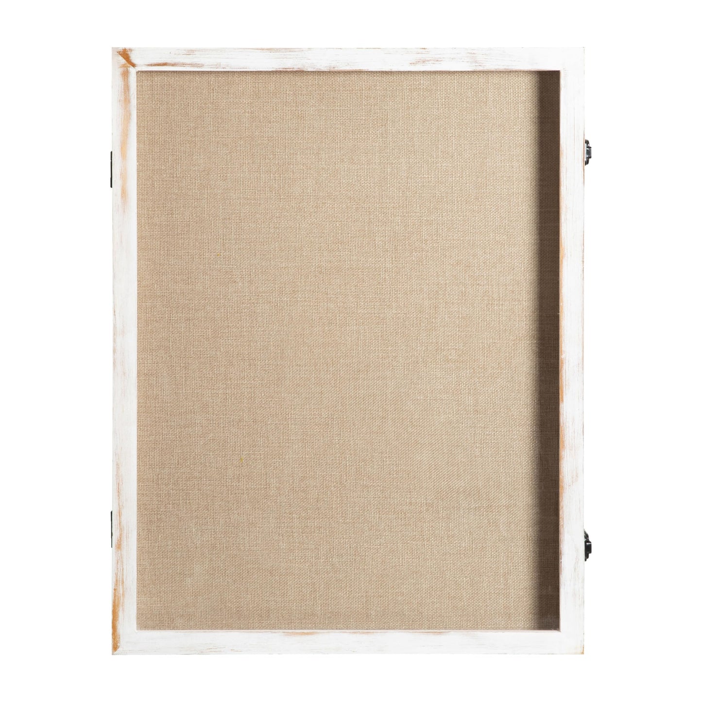 HBCY Creations 18x24 Whitewash Wood Shadow Box Display Case - Solid Wood with Acrylic Window - Security Latch - for Mementos and Keepsakes