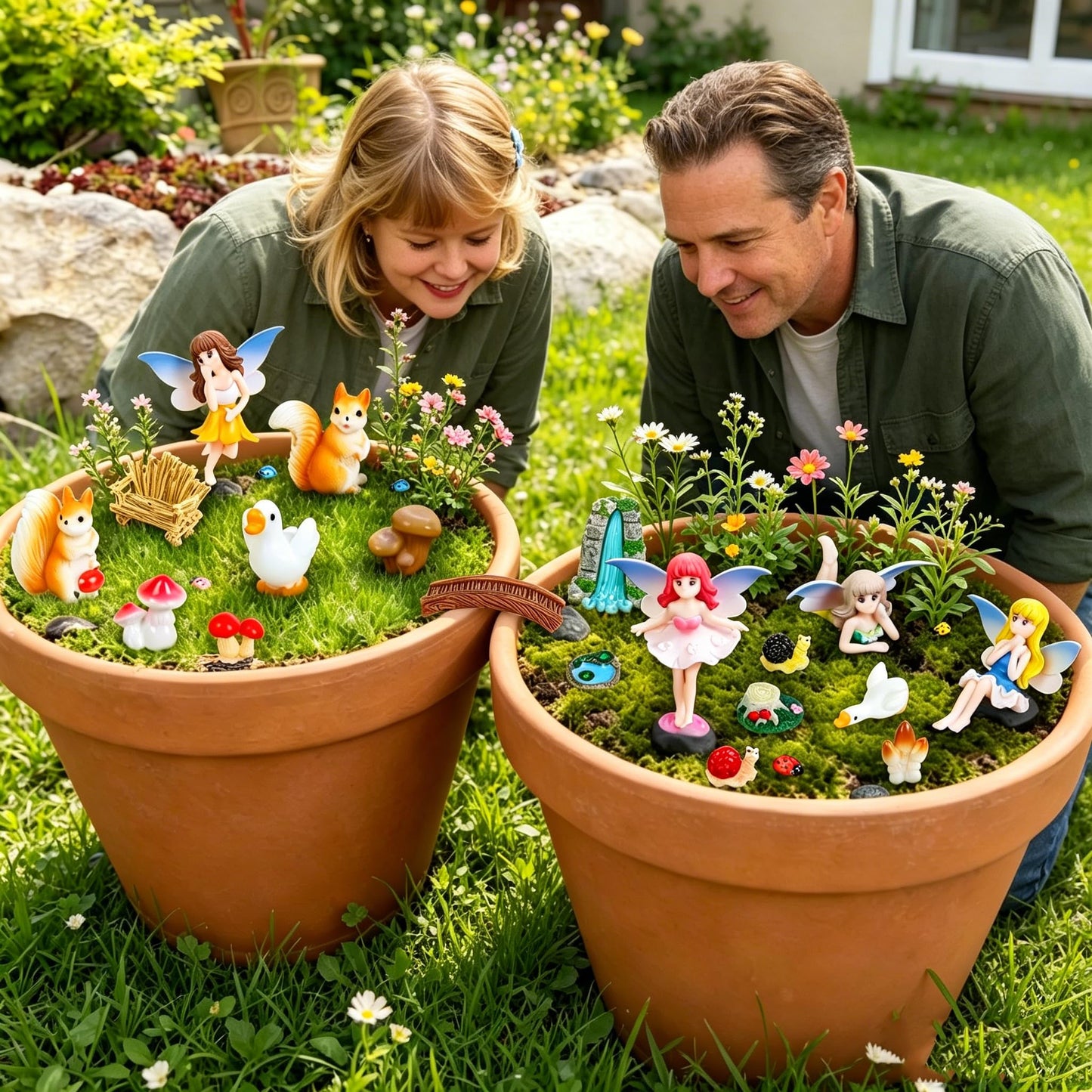 Guotwozi 28Pcs Fairy Garden Accessories Miniature Fairy Garden Kit Mushroom Figurines Plants Dollhouse Furniture Set Fairy Animals,for DIY Terrarium Potted Plants Desk Decor Micro Landscape Ornament