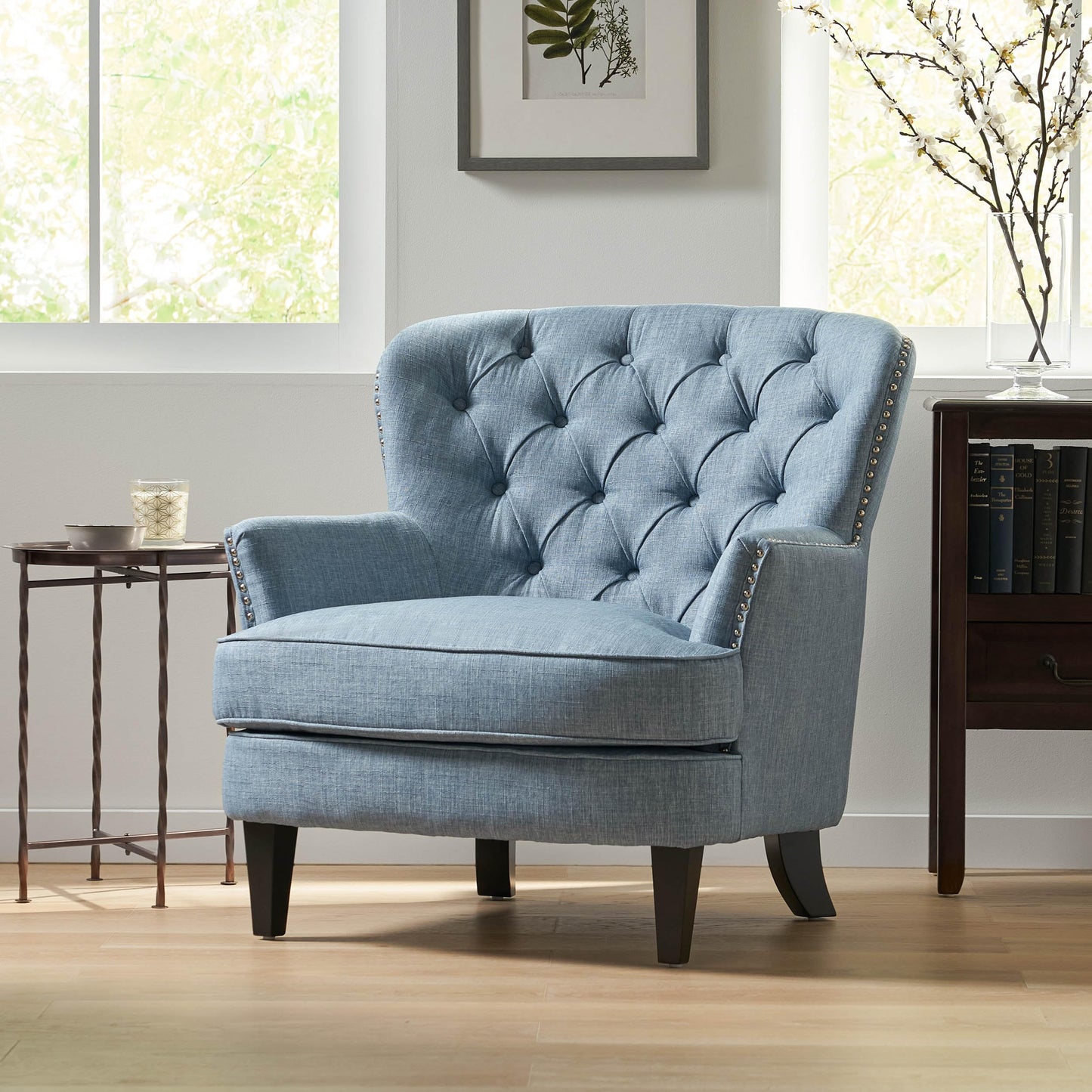 Christopher Knight Home Tafton Fabric Club Chair, Light Blue
