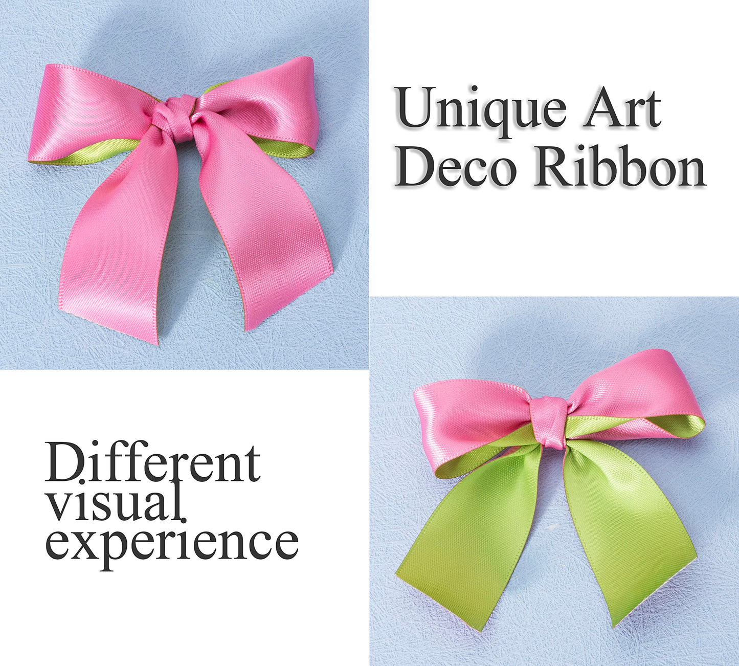 YASEO 1 Inch Double-Sided Two-Tone Hot Pink and Lime Green Ribbon, 20 Yards