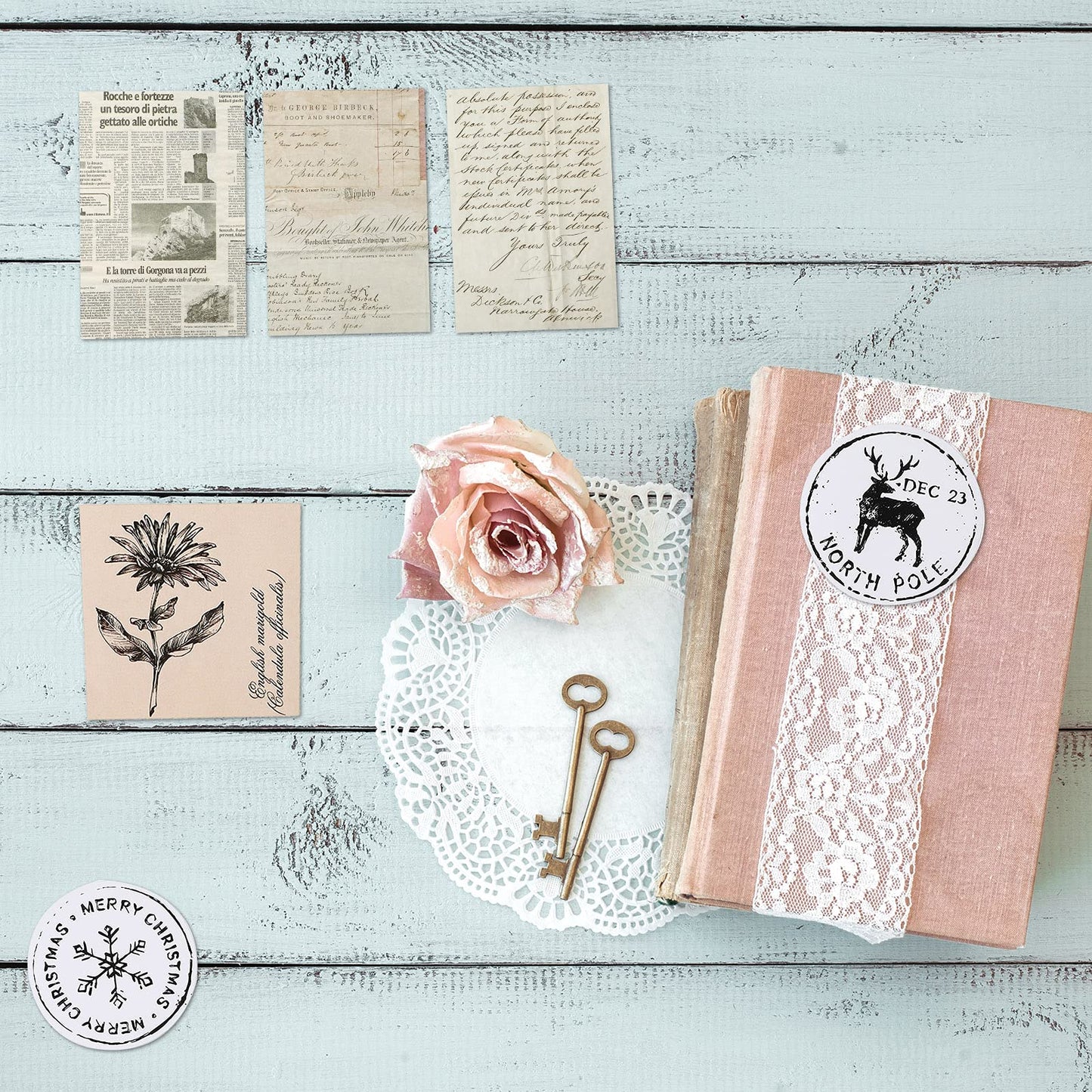 120 Pcs Vintage Aesthetic Scrapbook Kit Junk Journaling Supply with Retro Stamp Stickers,material Paper, Tag Card,hand Account Collage Card,pillow Box,twine Diary Supply Birthday Gift(Artsy Style)