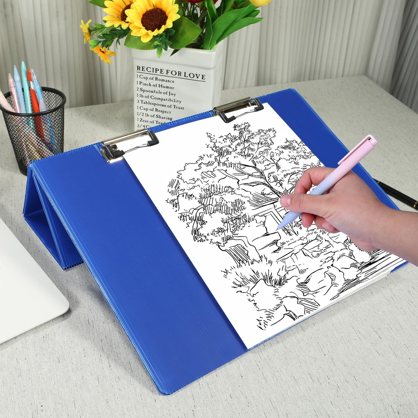 2pcs Slant Board for Writing 16 x 12 Inch Sloped Surface Clipboard 20°Tilted Writing Board to Improve Handwriting Legibility for Writing Reading Drawing