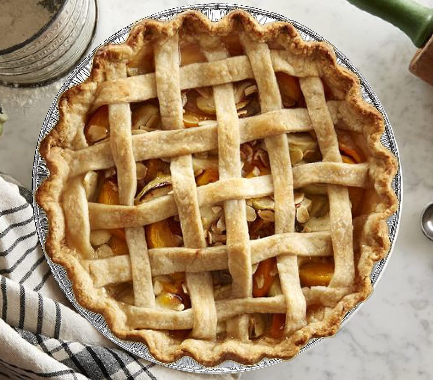 Aluminum Foil Pie Tins - 25 Pack Disposable Baking Pans | Round & Freezer Safe for Quiche, Tarts, Pies